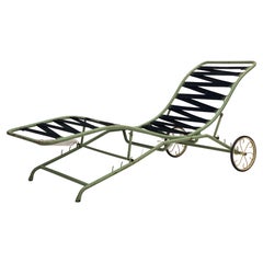 Chaise longue italienne réglable de patio et de jardin des années 1950, d'origine comme trouvée 