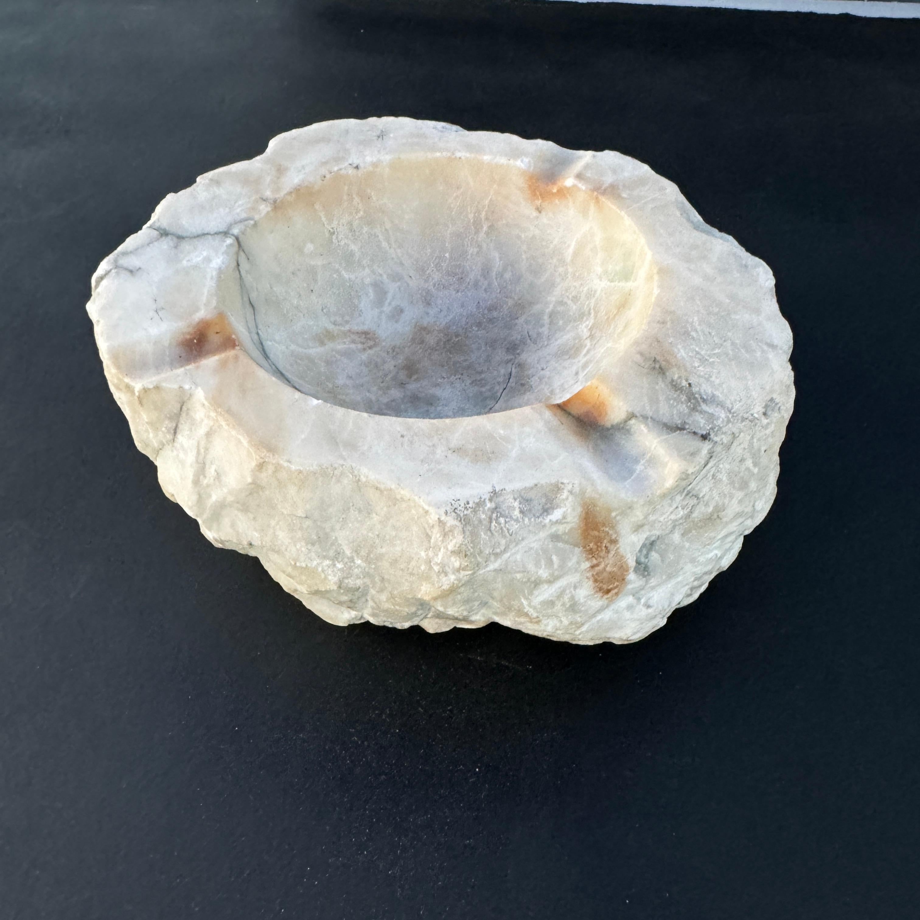 Carved 1950s Italian Alabaster Ashtray in the style of Romano Bianchi