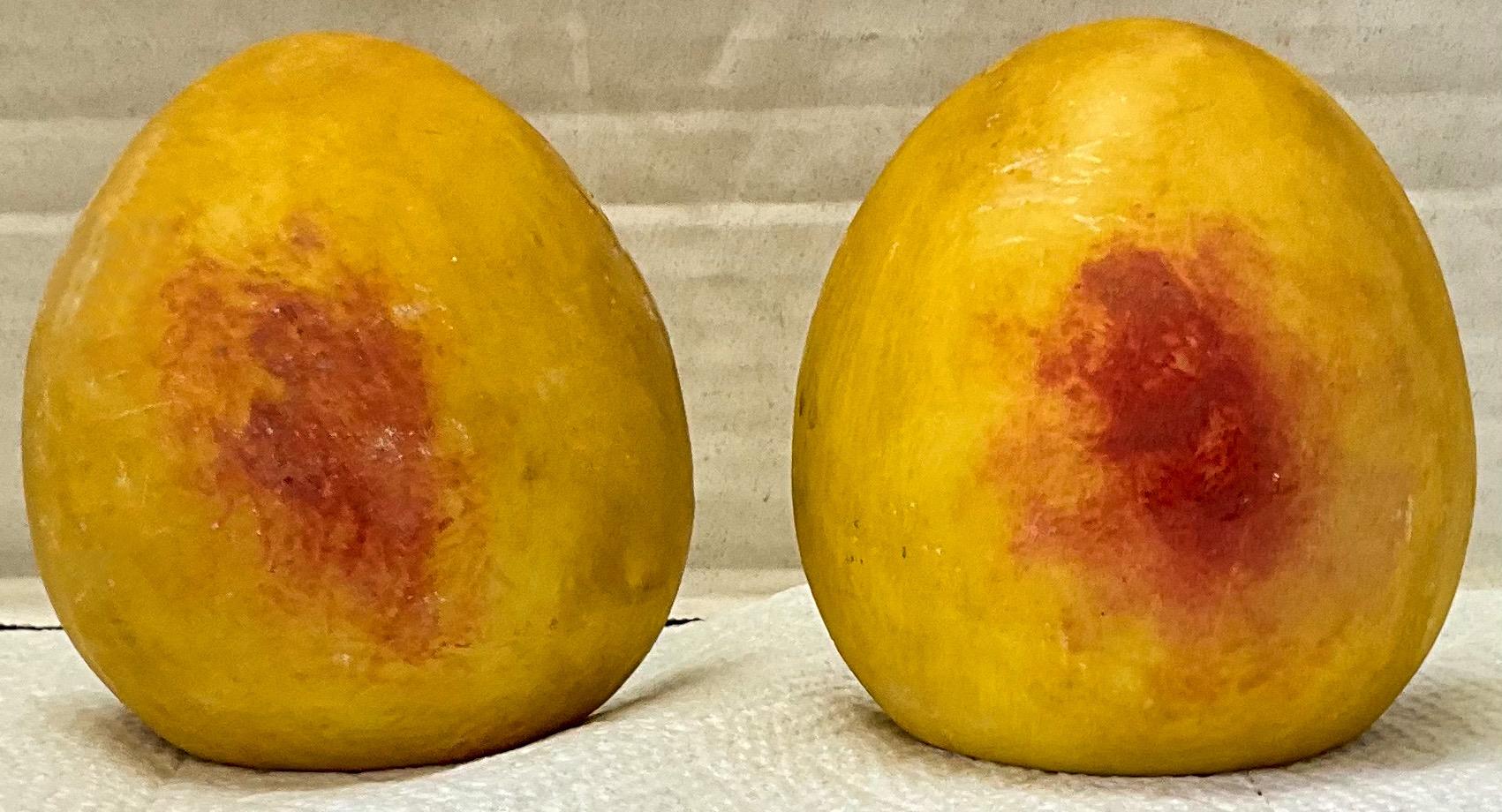 20th Century 1950s Italian Alabaster / Stone Fruit Georgia Peach Half Bookends - Pair