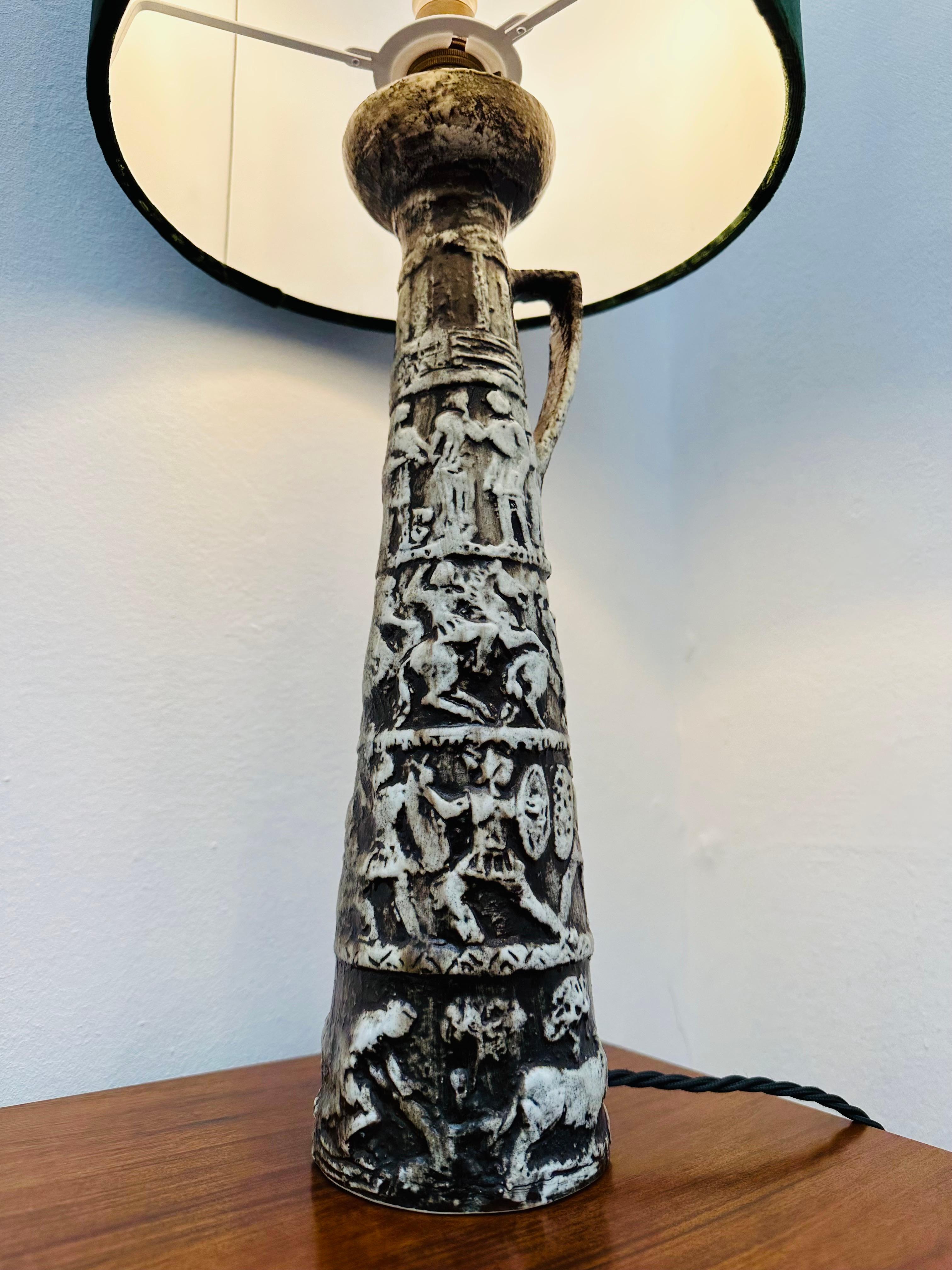 20th Century 1950s Italian Aldo Londi for Bitossi Ceramic Pottery Medieval Frescos Table Lamp For Sale