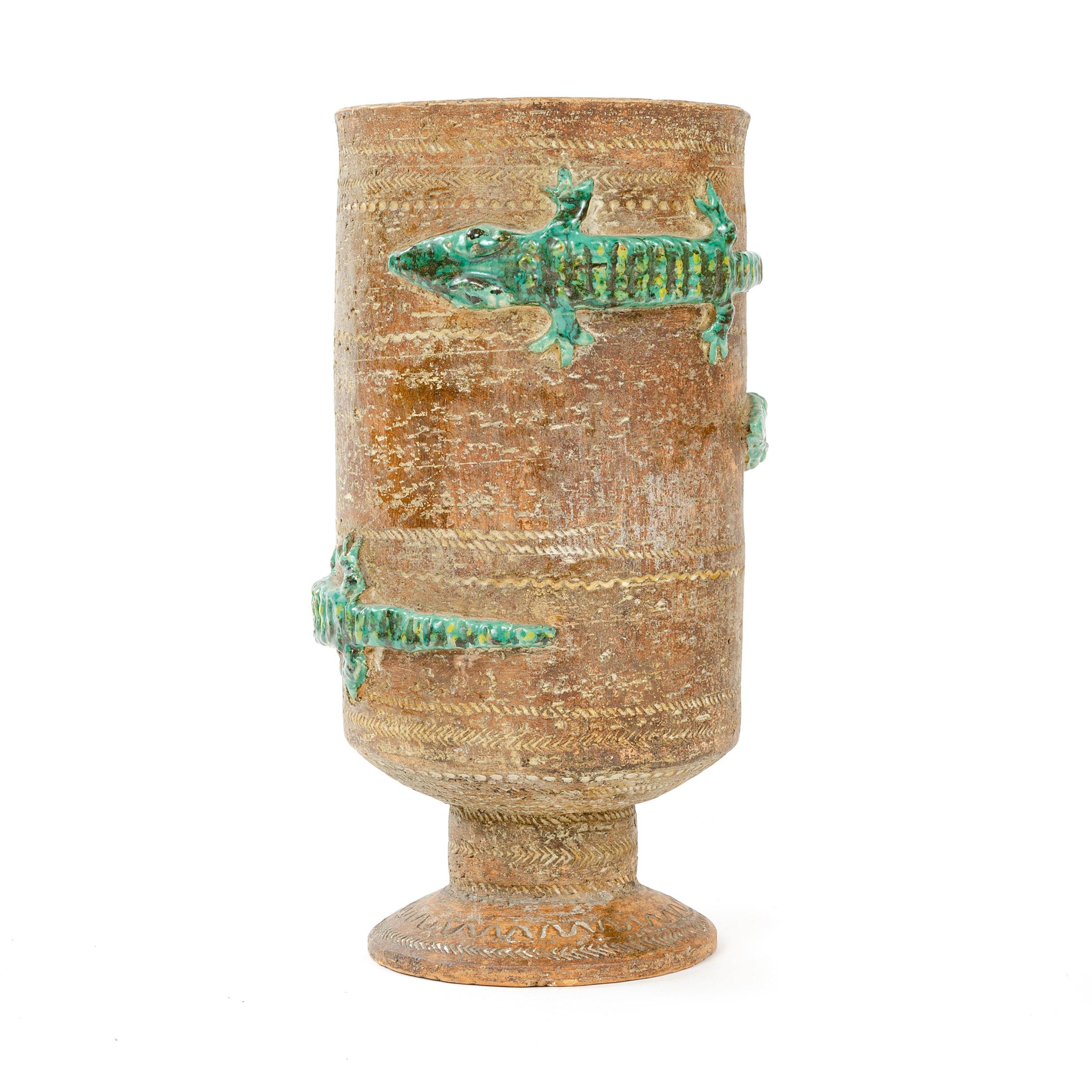 Mid-Century Modern 1950s Italian Alligator Pottery Vase