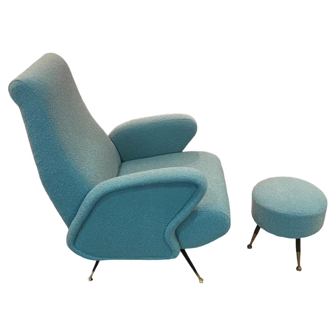 1950's Italian Armchair and matching stool