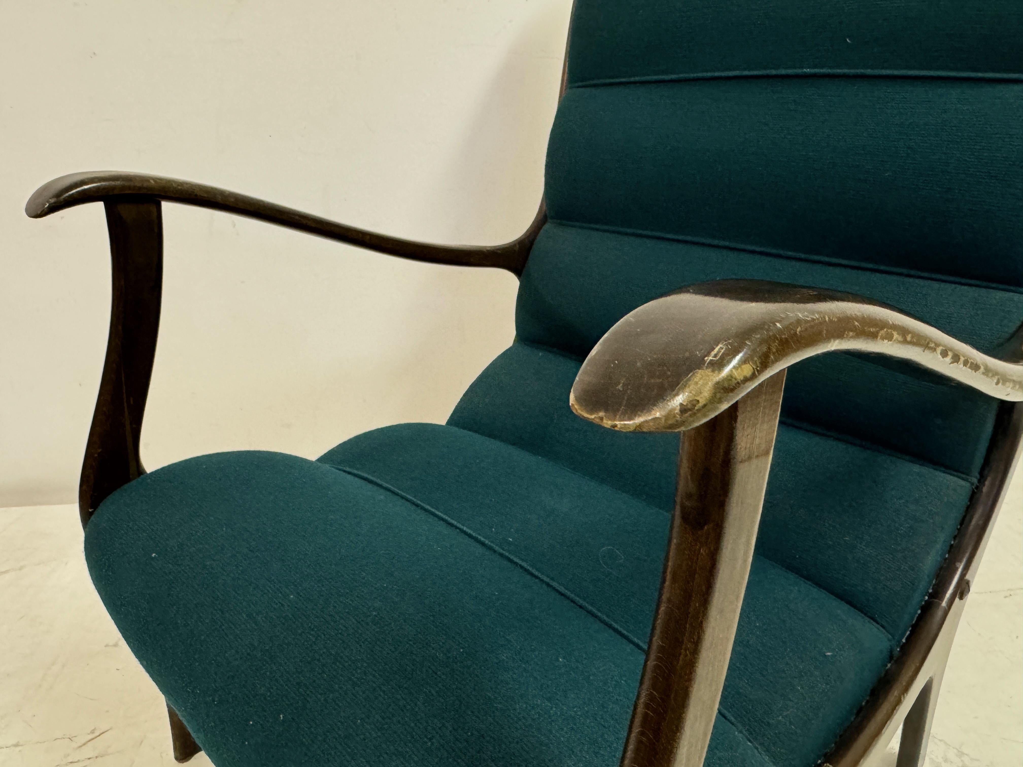 Fabric 1950s Italian Armchair by Ezio Longhi