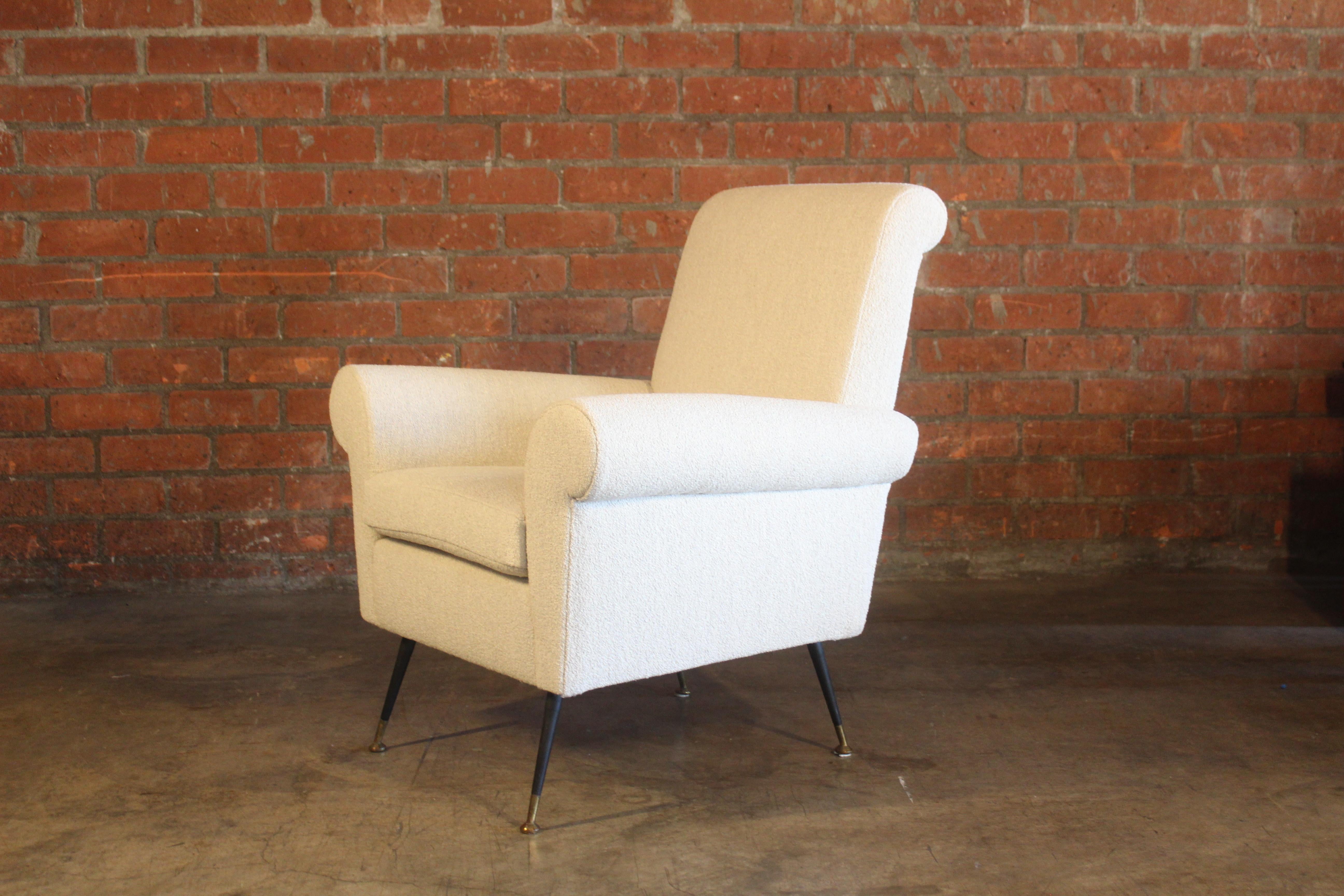 1950s Italian Armchair in Bouclé In Good Condition In Los Angeles, CA