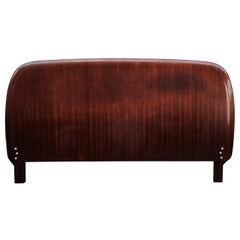 1950s Italian Art Deco Mid-Century Modern Queen Bed Headboard Walnut Veneer Wood