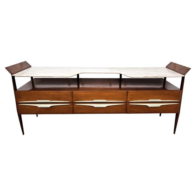 1960s Italian Art Deco Mid-Century Walnut Wood Credenza Sideboard Bar ...