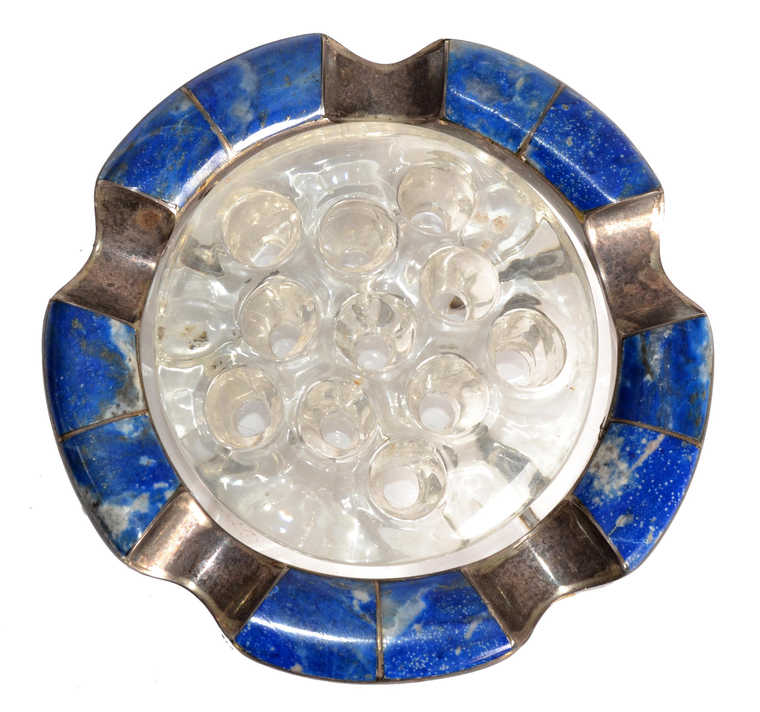 Posacenere per sigari in vetro di Murano blu intenso con pietra di Lapislazzuli degli anni '50 in vendita 6