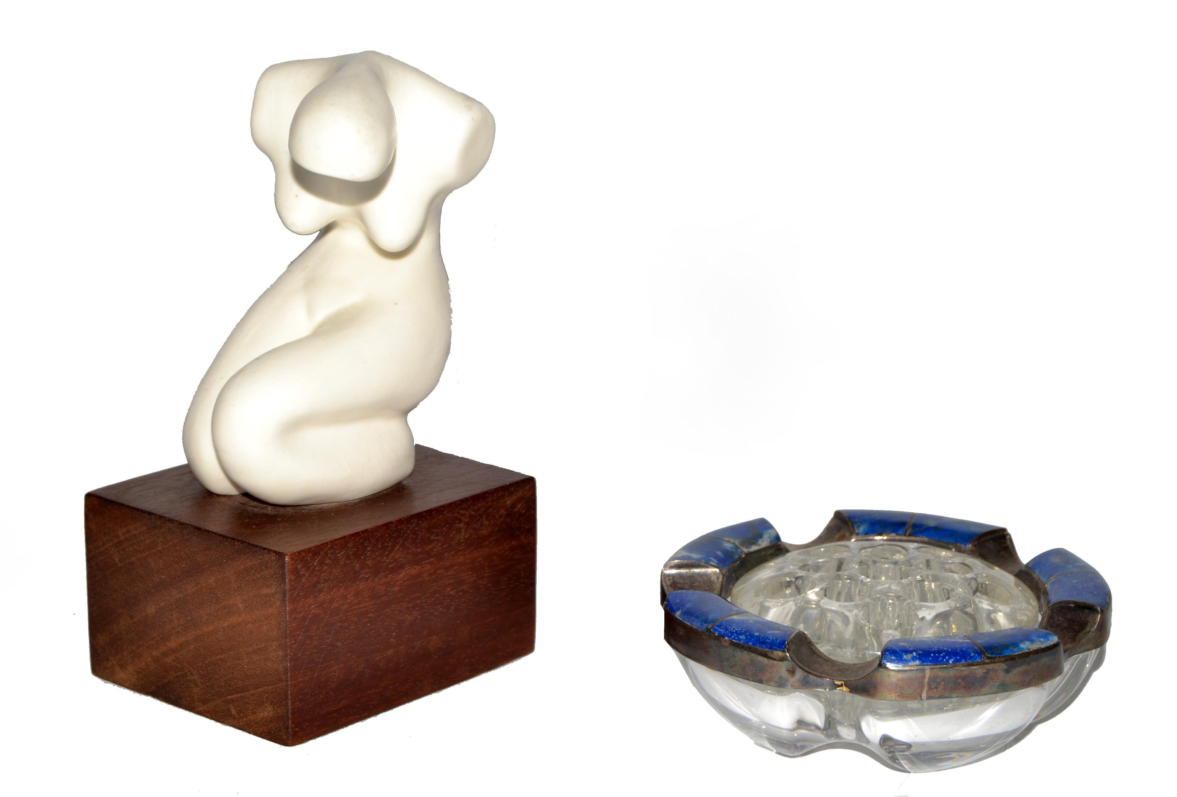 Posacenere per sigari in vetro di Murano blu intenso con pietra di Lapislazzuli degli anni '50 in vendita 7