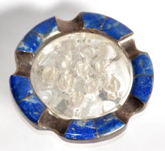 Posacenere per sigari in vetro di Murano blu intenso con pietra di Lapislazzuli degli anni '50