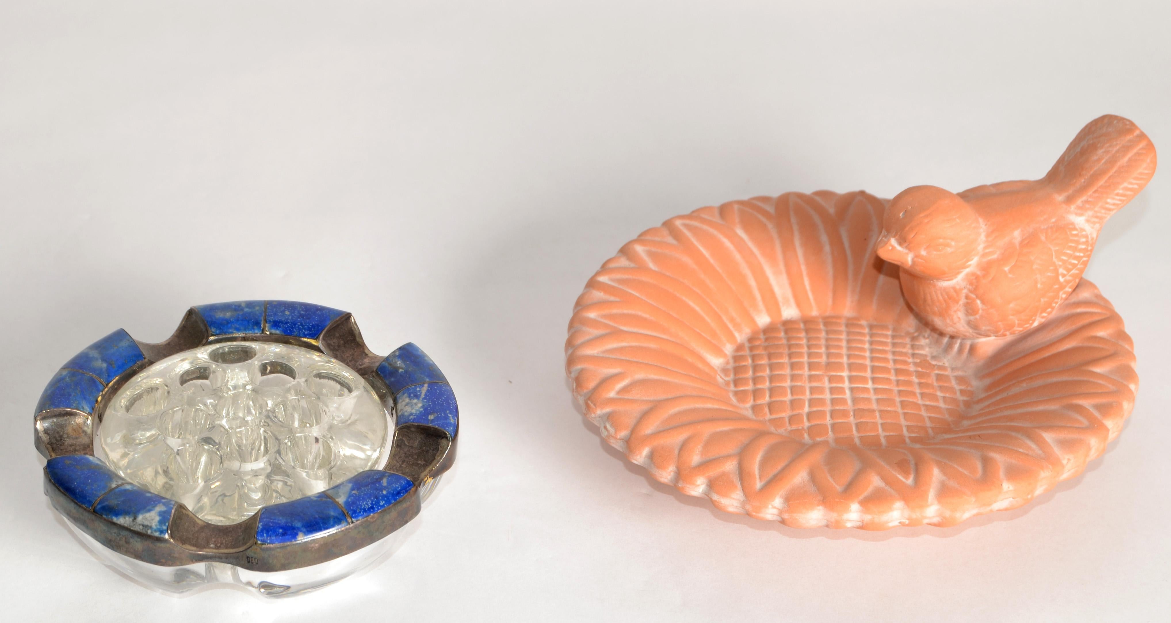 Fatto a mano Posacenere per sigari in vetro di Murano blu intenso con pietra di Lapislazzuli degli anni '50 in vendita