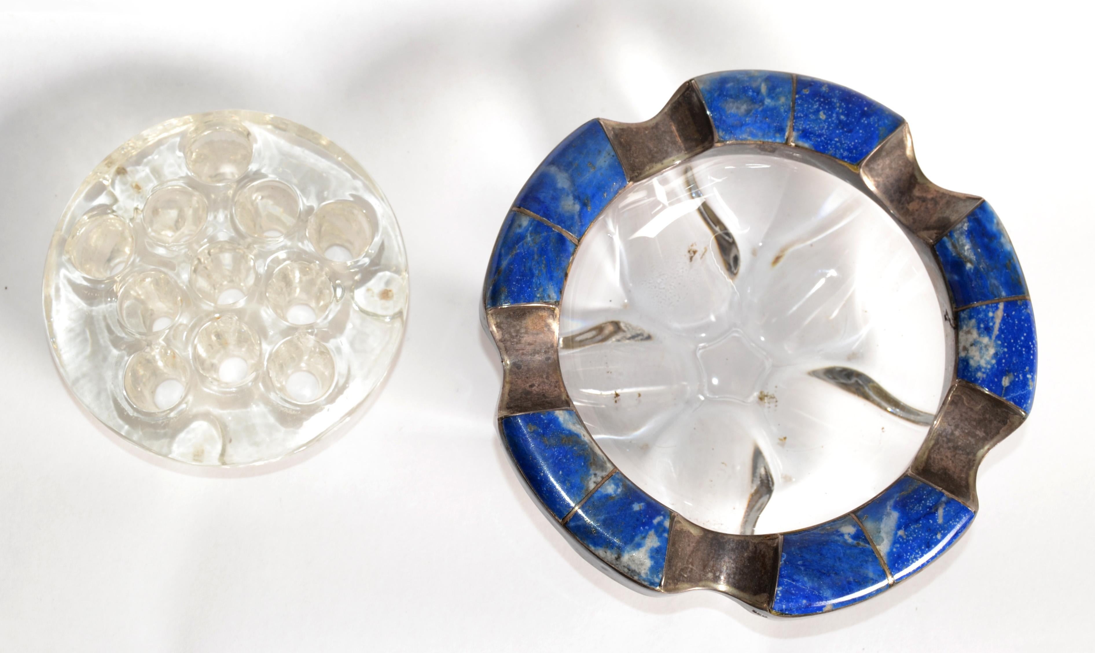 Posacenere per sigari in vetro di Murano blu intenso con pietra di Lapislazzuli degli anni '50 In condizioni buone in vendita a Miami, FL