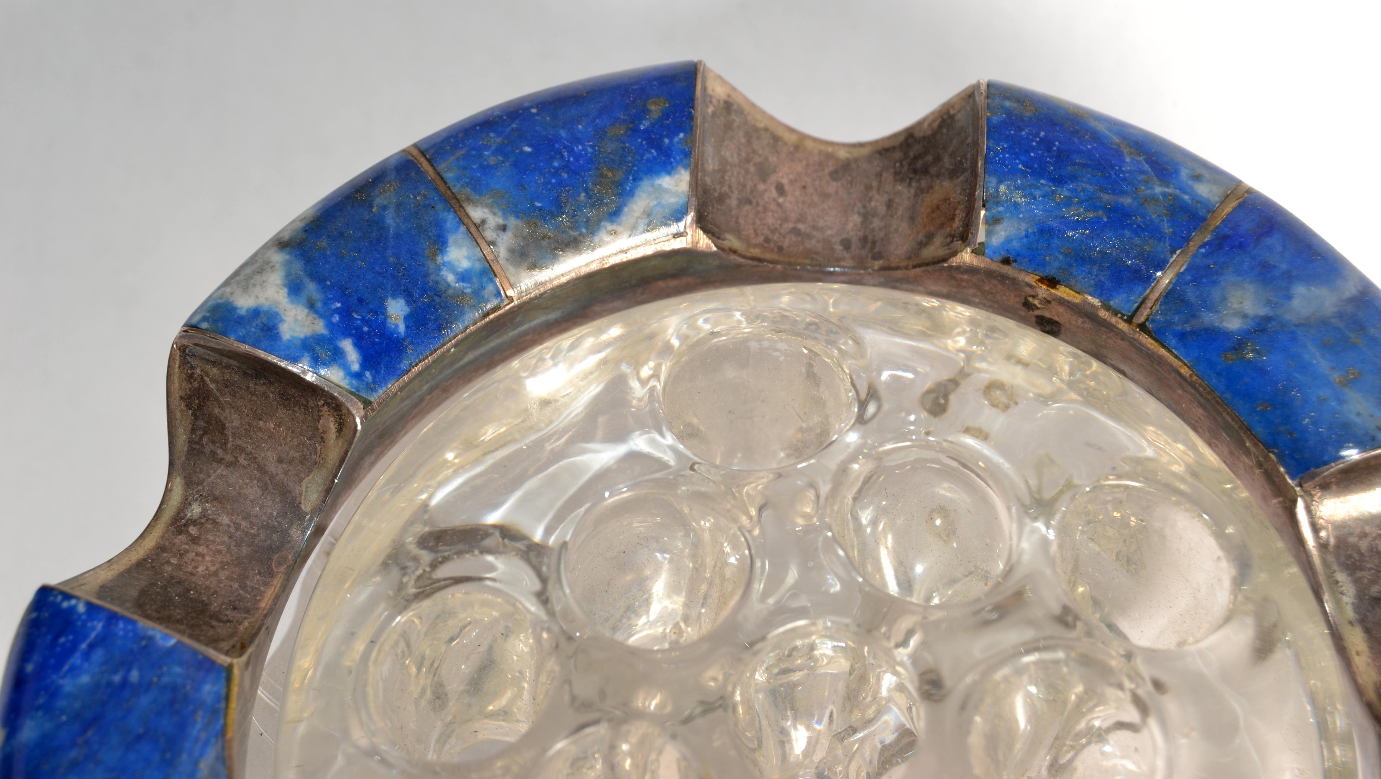 Posacenere per sigari in vetro di Murano blu intenso con pietra di Lapislazzuli degli anni '50 in vendita 2