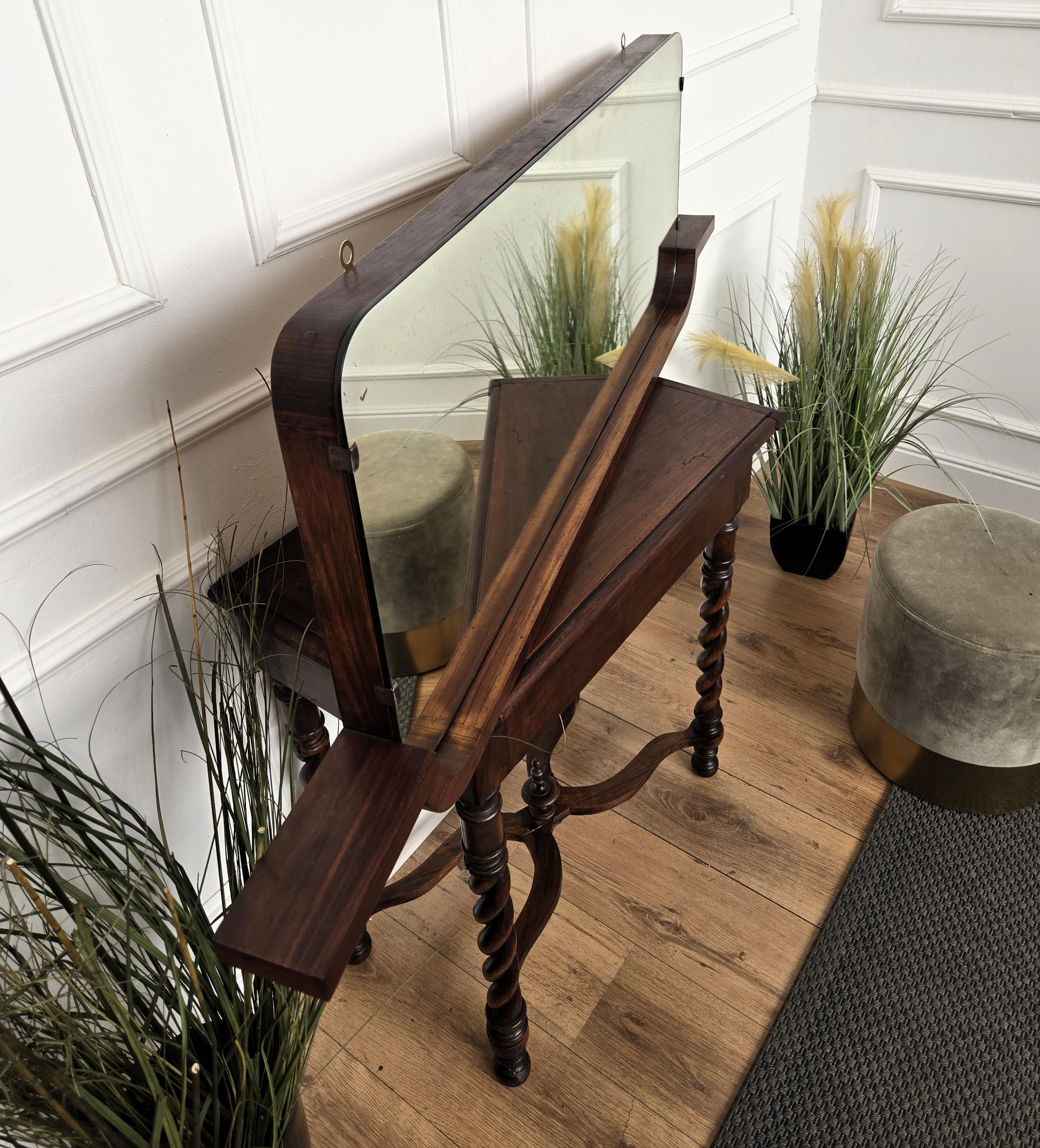 1950s Italian Art Deco Walnut Burl Wall Mirror For Sale 3