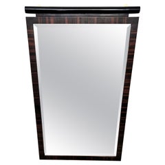 1950s Italian Art Deco Walnut Burl Wall Mirror