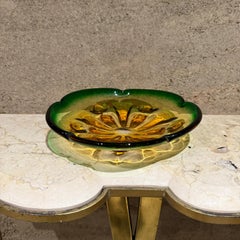 1950s Italian Art Glass Green Murano Bowl Mid Century Modern Seguso