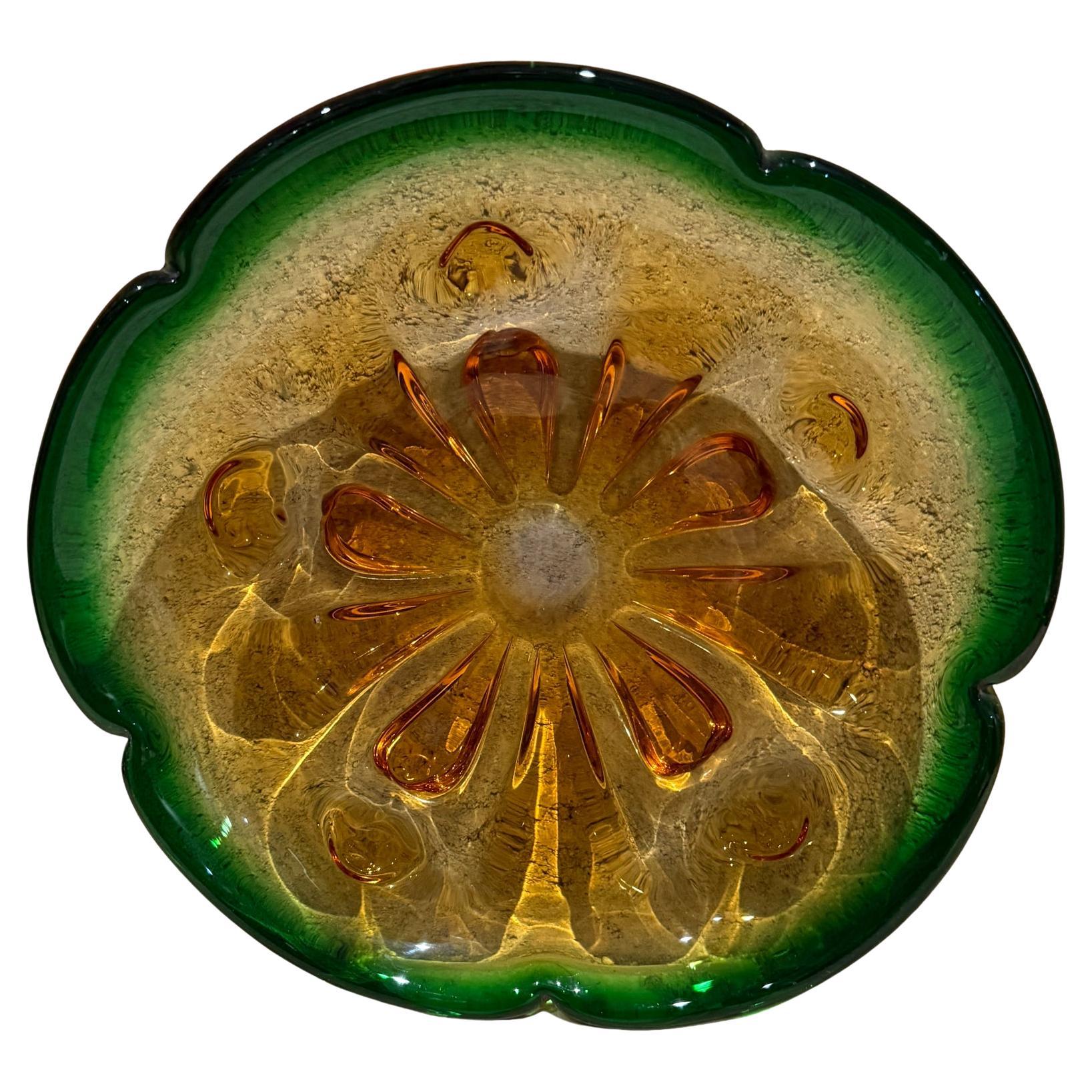 Ciotola in vetro d'arte italiano del 1950 Greene & Greene, Murano Mid Century Modern Seguso
