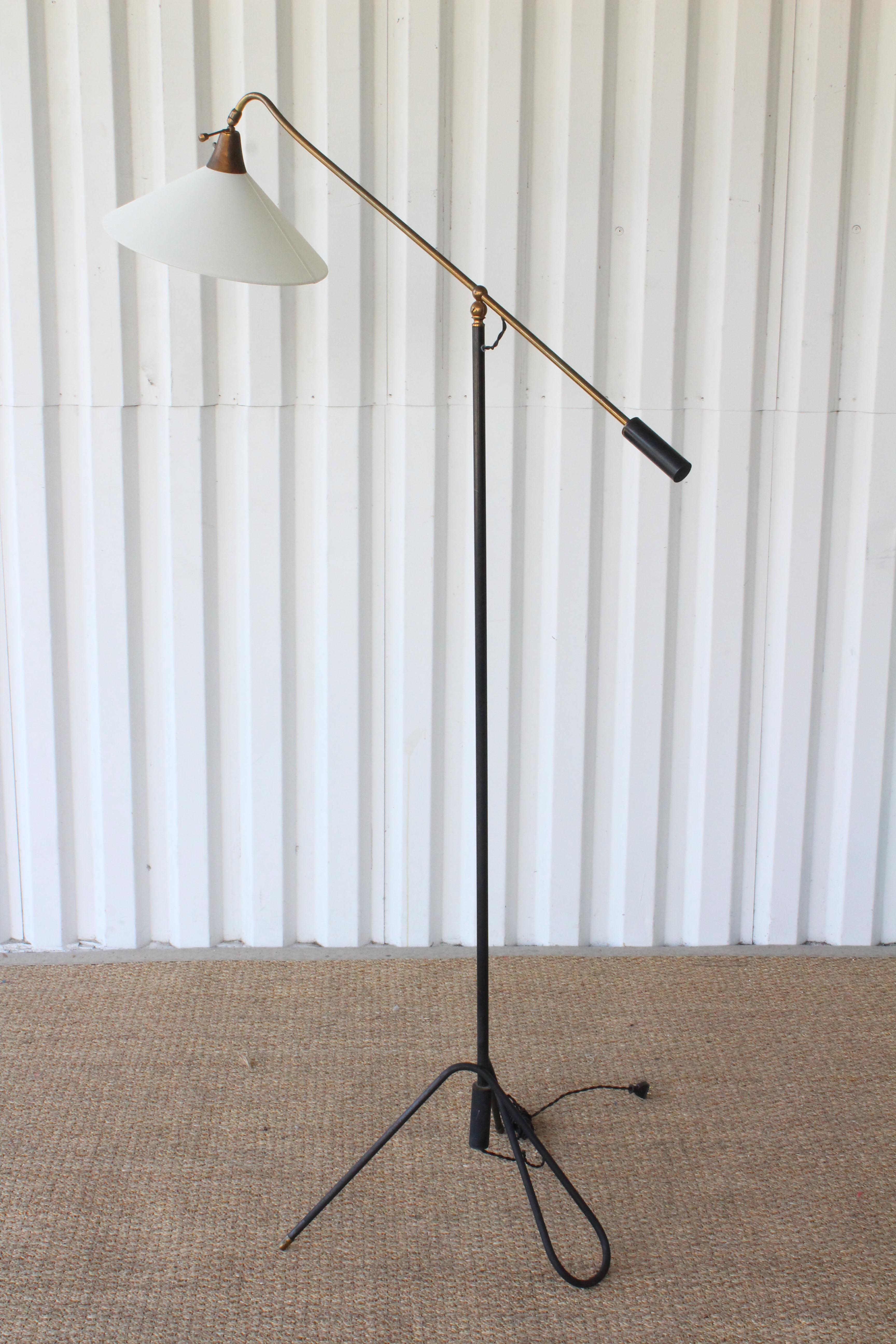 Brass 1950s Italian Articulating Iron Floor Lamp