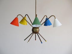 1950s Italian Atomic Chandelier in the Style of Angelo Lelli, Five Cups