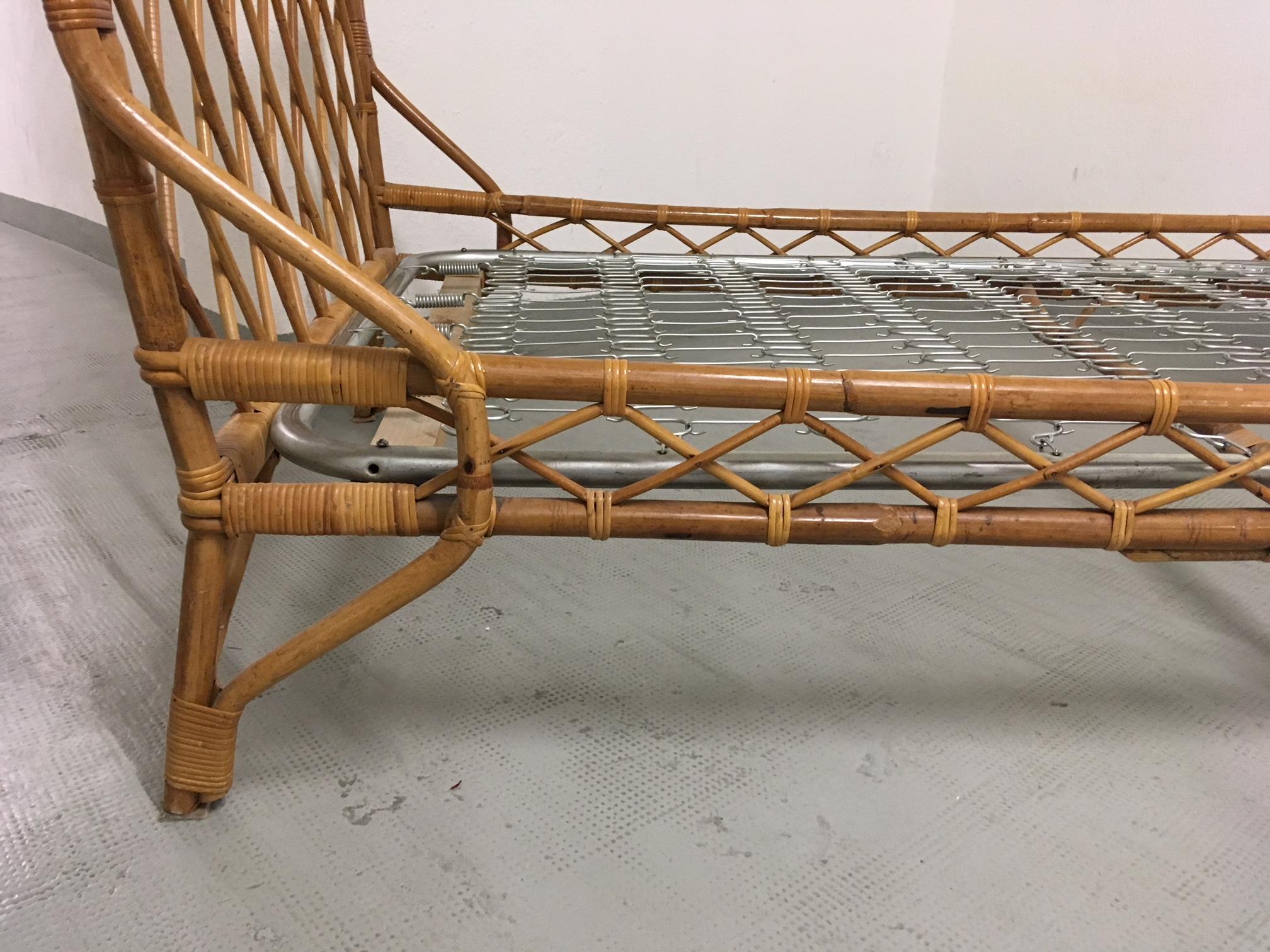 1950s Italian Bamboo and Rattan Daybed 3