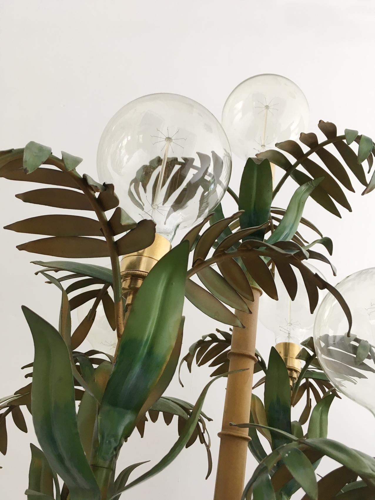 1950s Italian Bamboo Palm Tree Floor Lamp 1