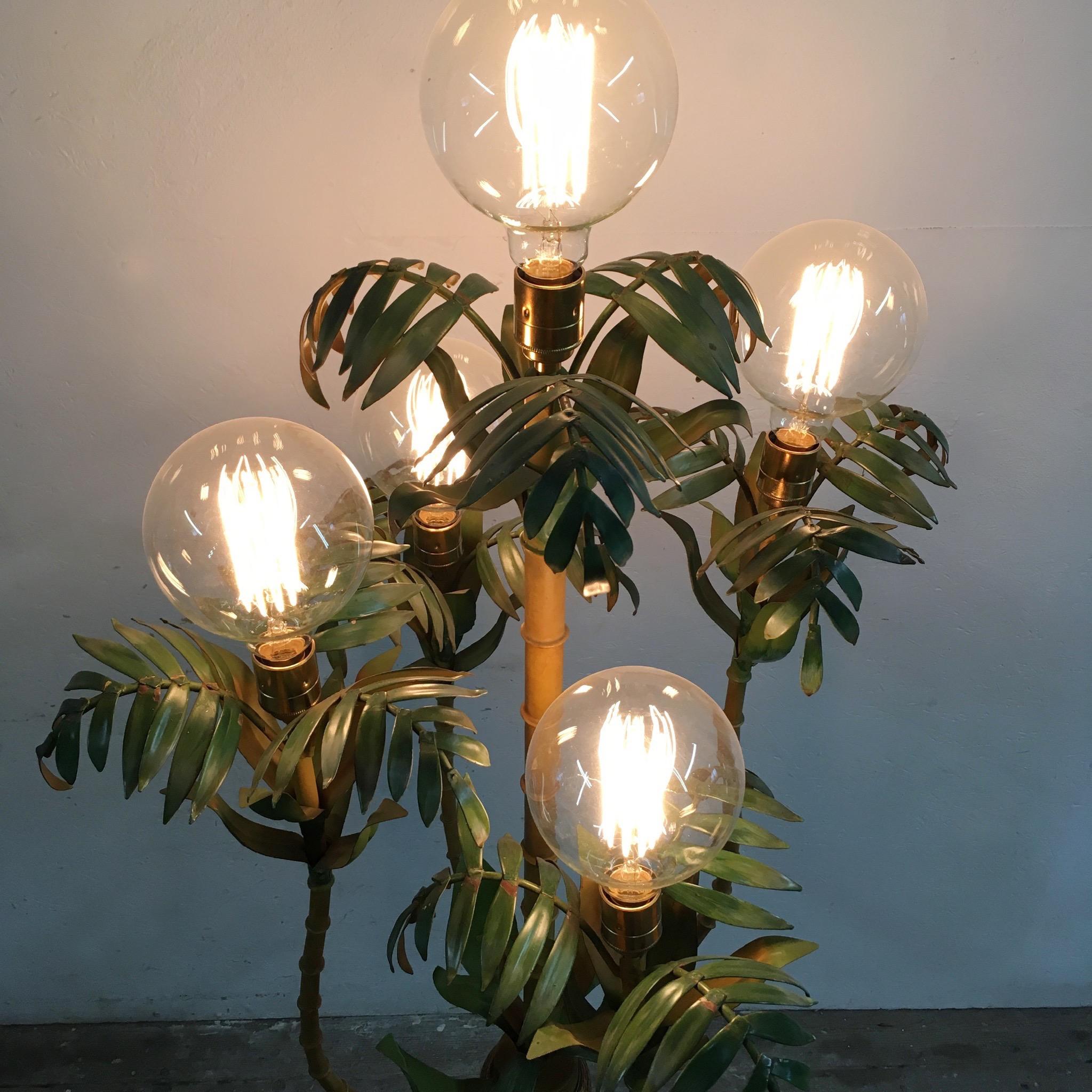 1950s Italian Bamboo Palm Tree Floor Lamp 8