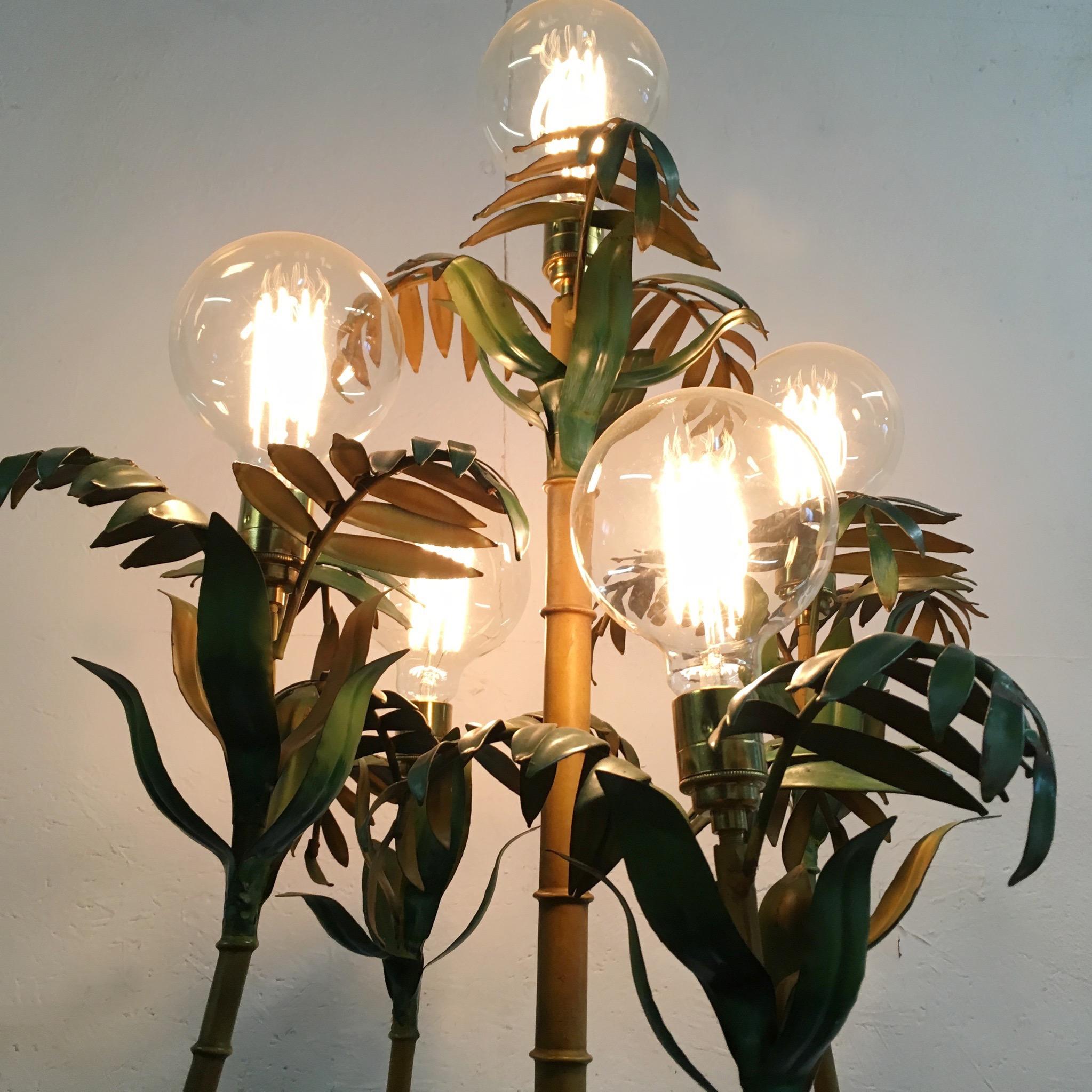 1950s Italian Bamboo Palm Tree Floor Lamp 2