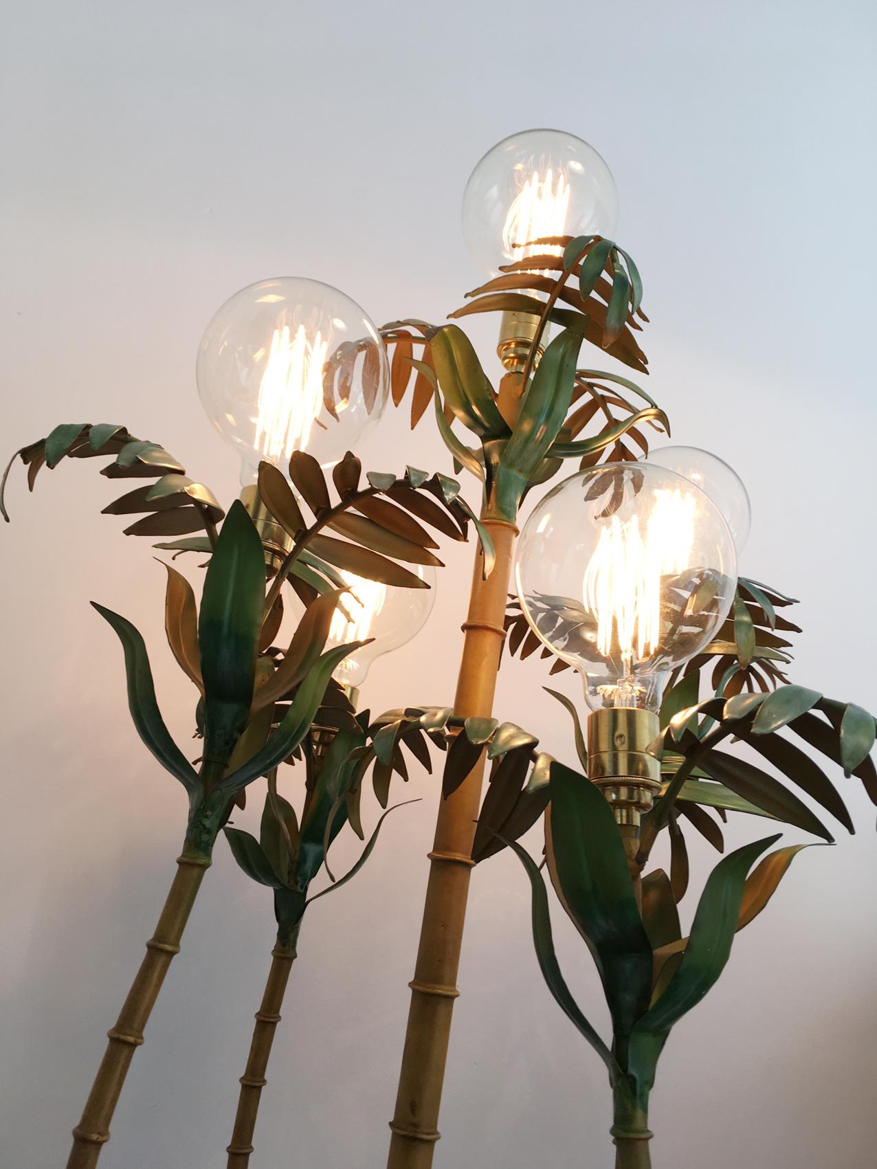 1950s Italian Bamboo Palm Tree Floor Lamp 6