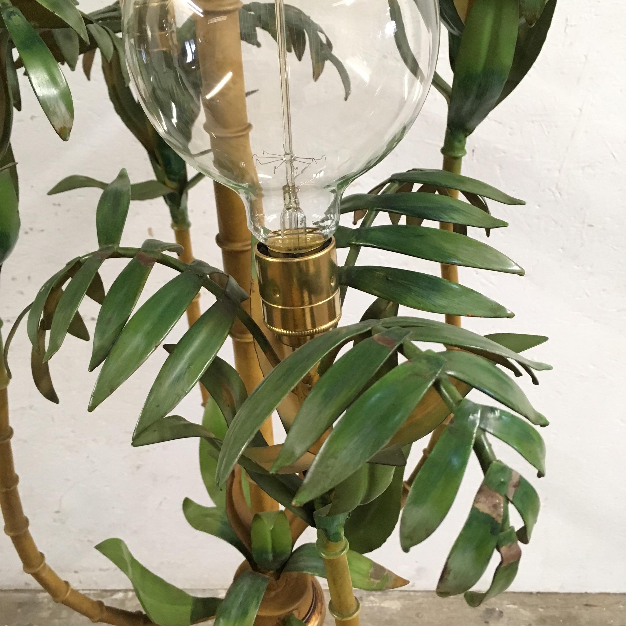 1950s Italian Bamboo Palm Tree Floor Lamp 3