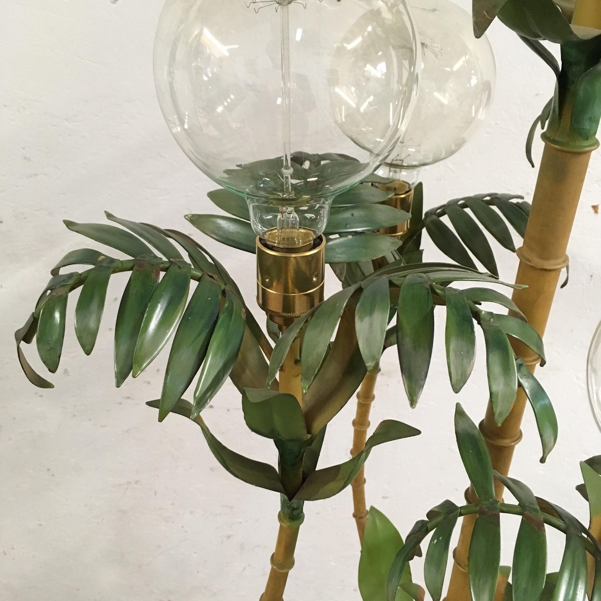 1950s Italian Bamboo Palm Tree Floor Lamp 4