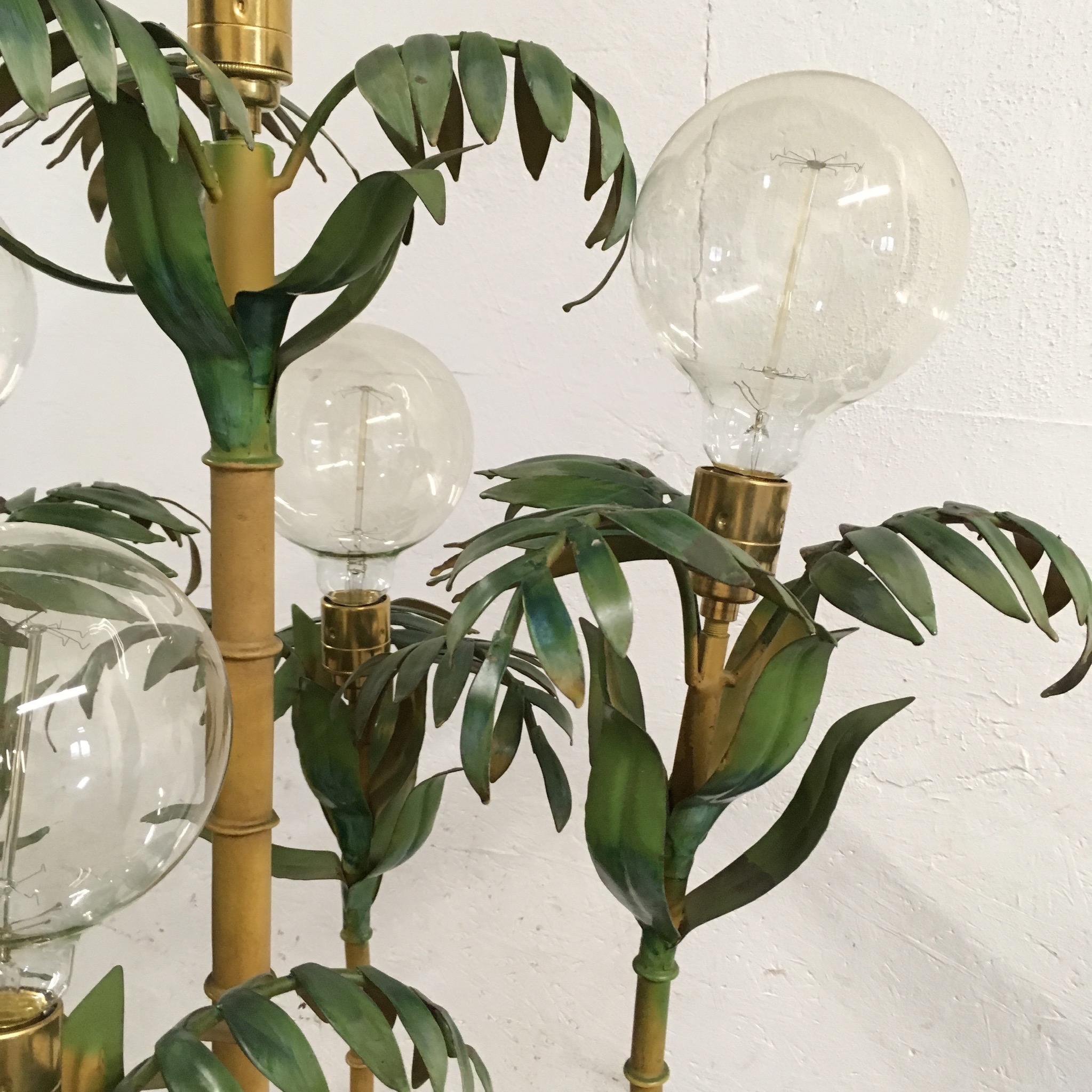 1950s Italian Bamboo Palm Tree Floor Lamp 11