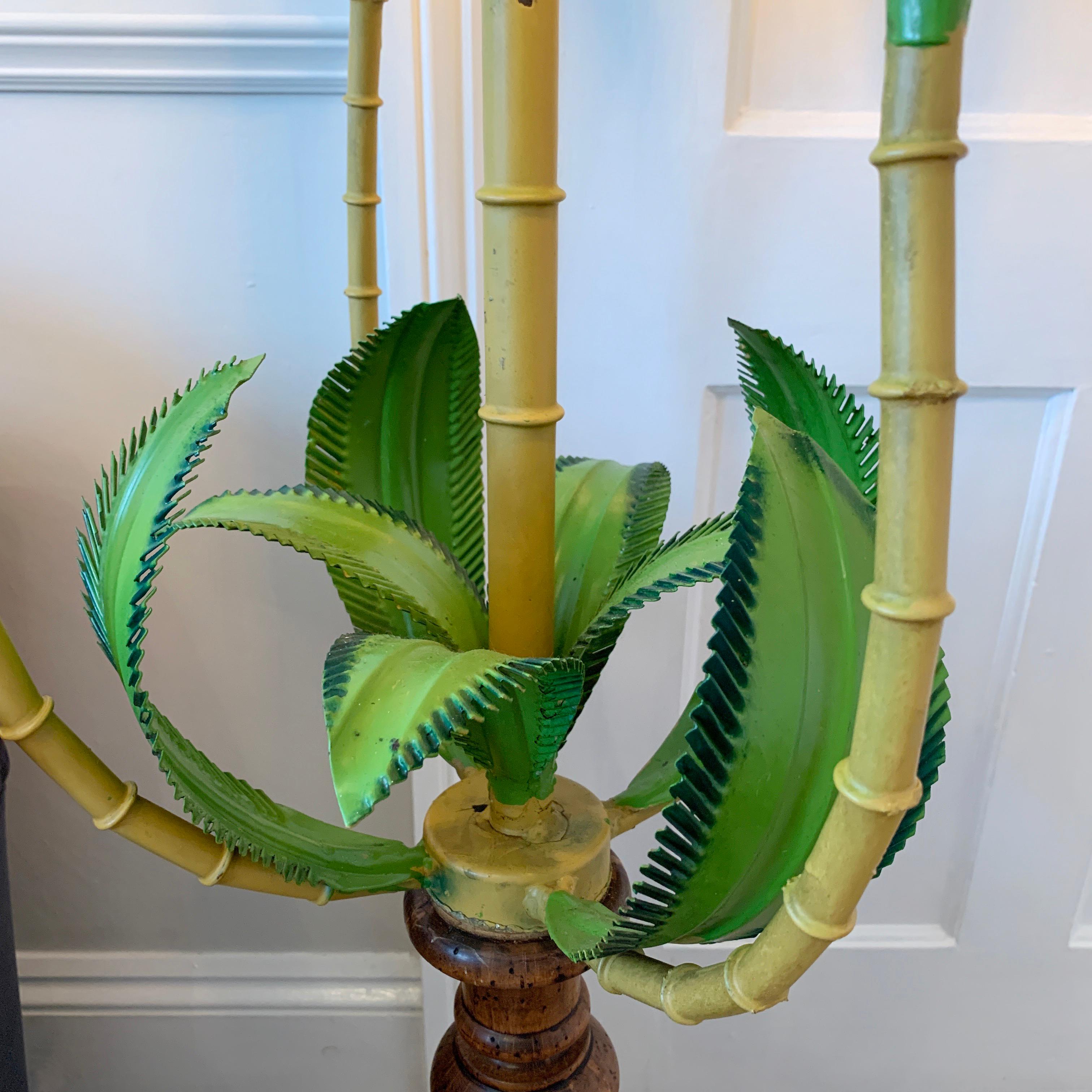 1950s Italian Bamboo Palm Tree Floor Lamp 1