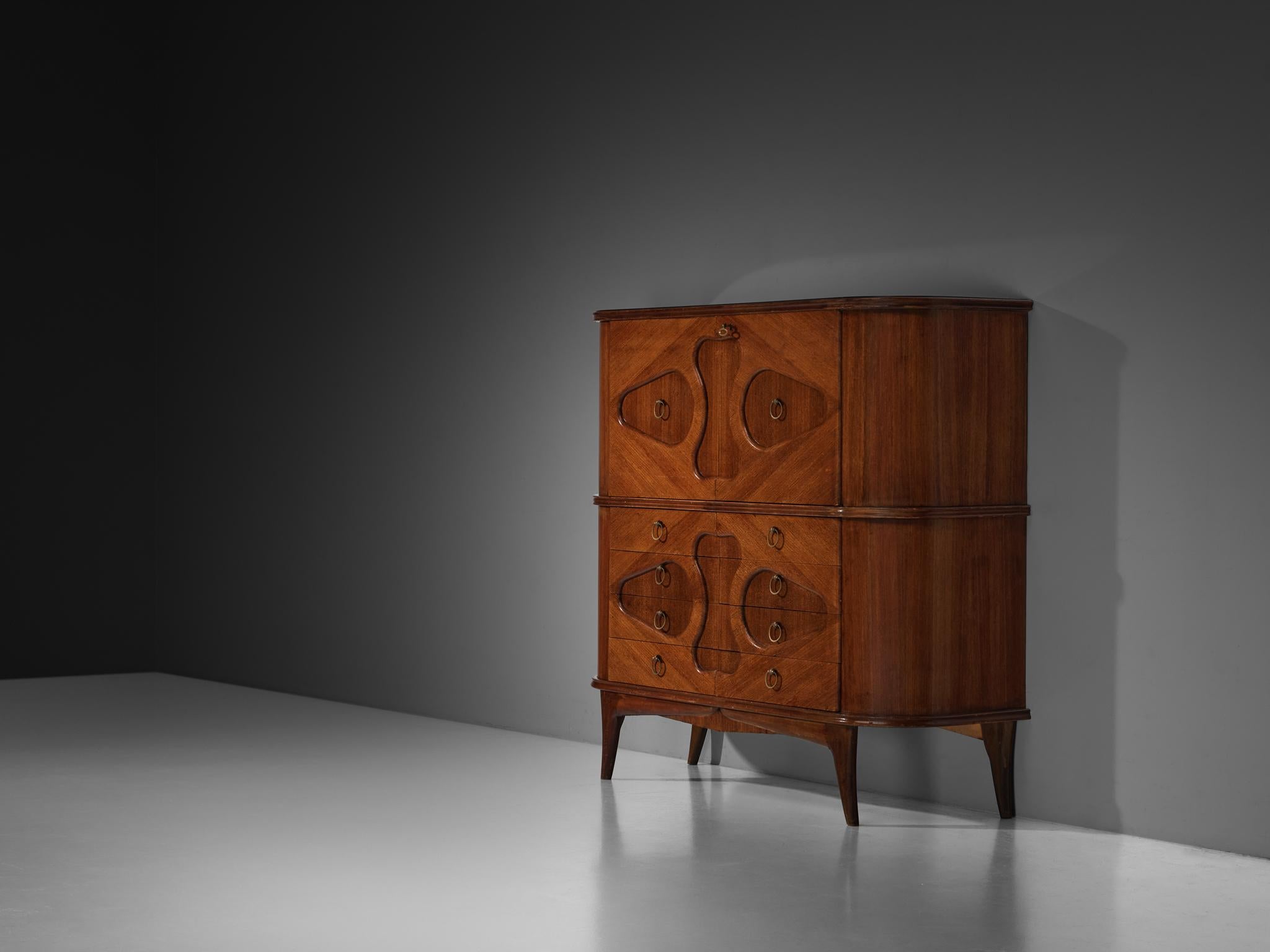 Meuble de bar italien des années 1950 en acajou aux formes biomorphiques 2