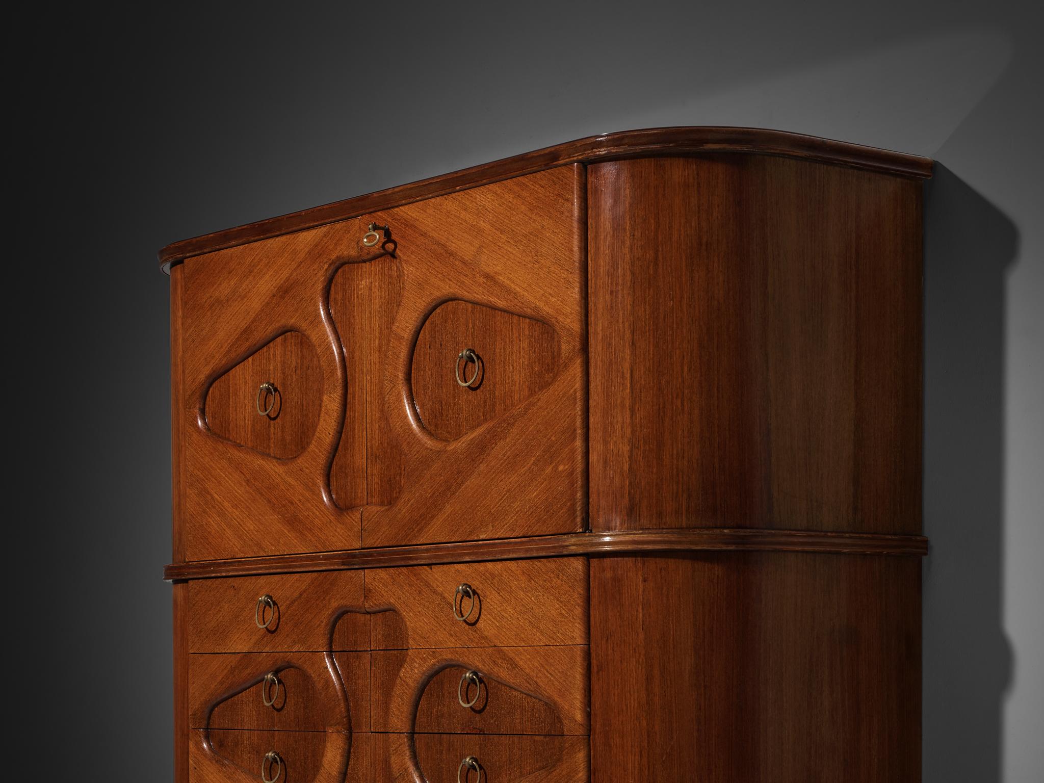 Meuble de bar italien des années 1950 en acajou aux formes biomorphiques 3