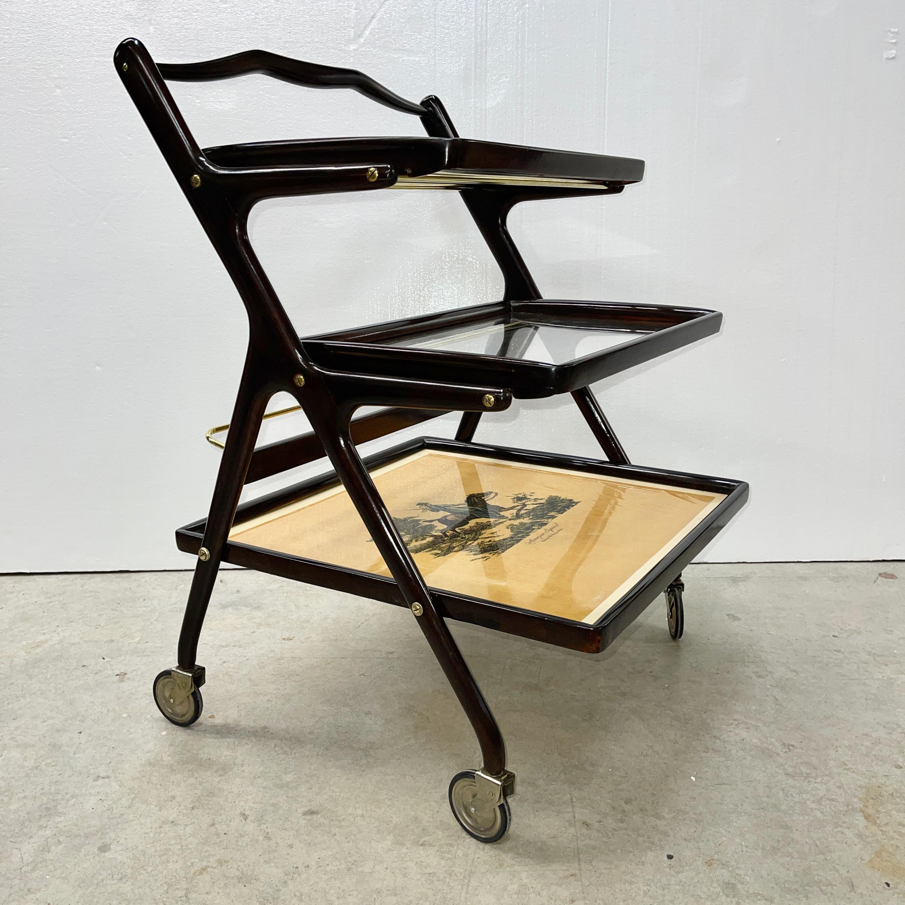 Mid-Century Modern 1950's Italian Bar Cart by Cesare Lacca for Cassina For Sale
