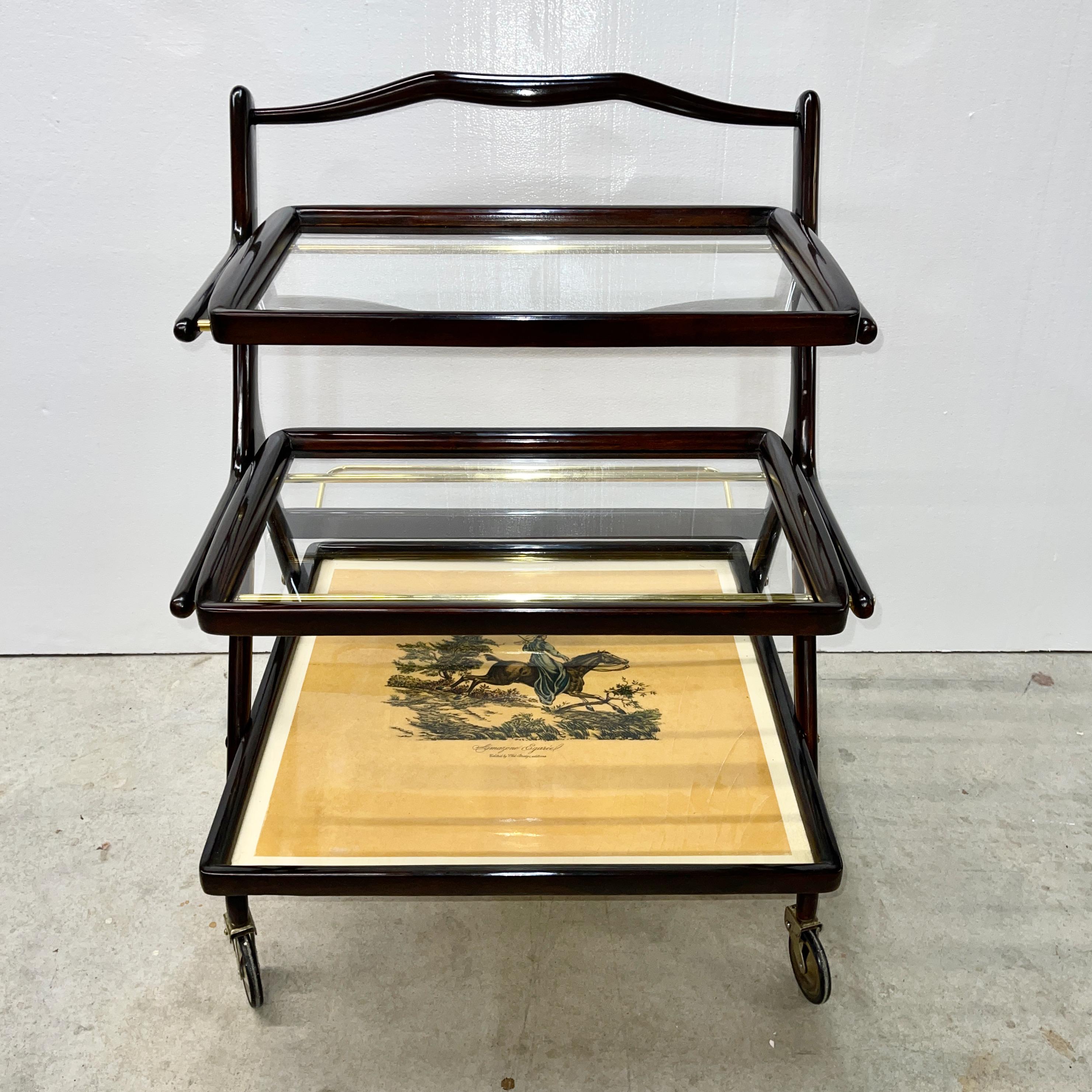 1950's Italian Bar Cart by Cesare Lacca for Cassina In Good Condition For Sale In Hanover, MA