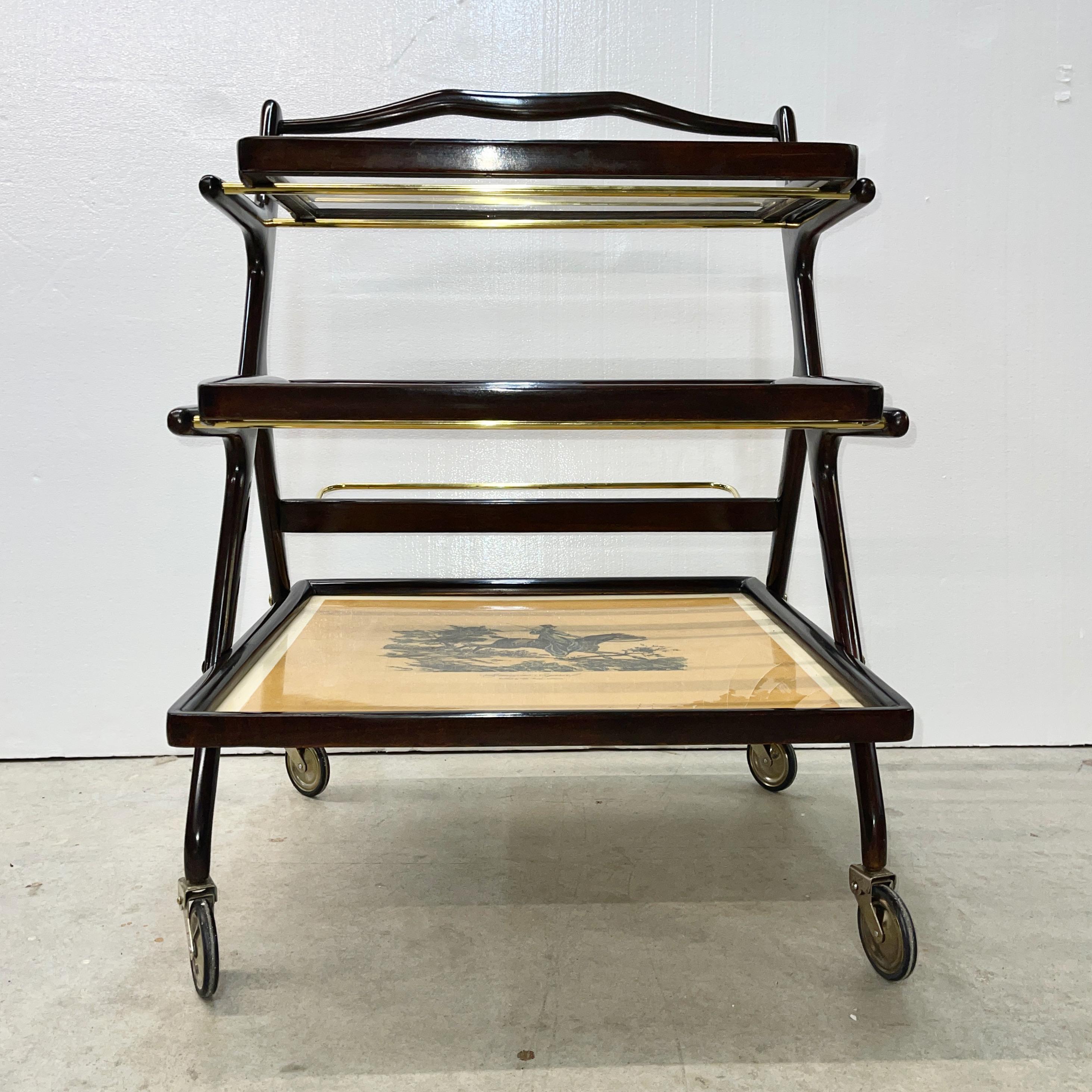 Mid-20th Century 1950's Italian Bar Cart by Cesare Lacca for Cassina For Sale