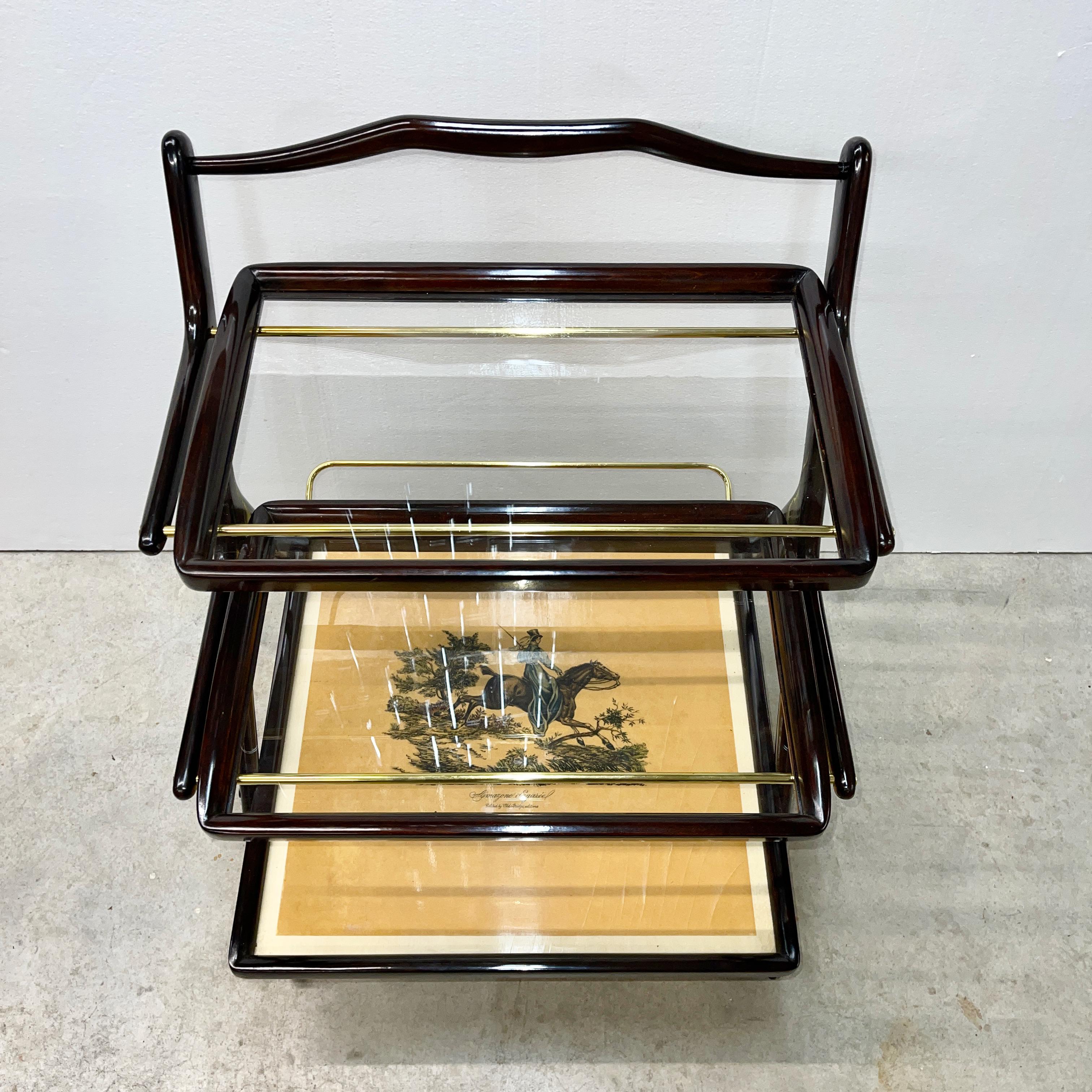 Glass 1950's Italian Bar Cart by Cesare Lacca for Cassina For Sale