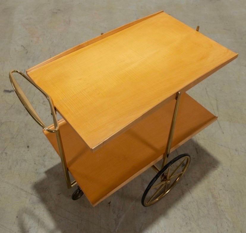Birch 1950s Italian Bar Cart or Tea Trolley by Cesare Lacca
