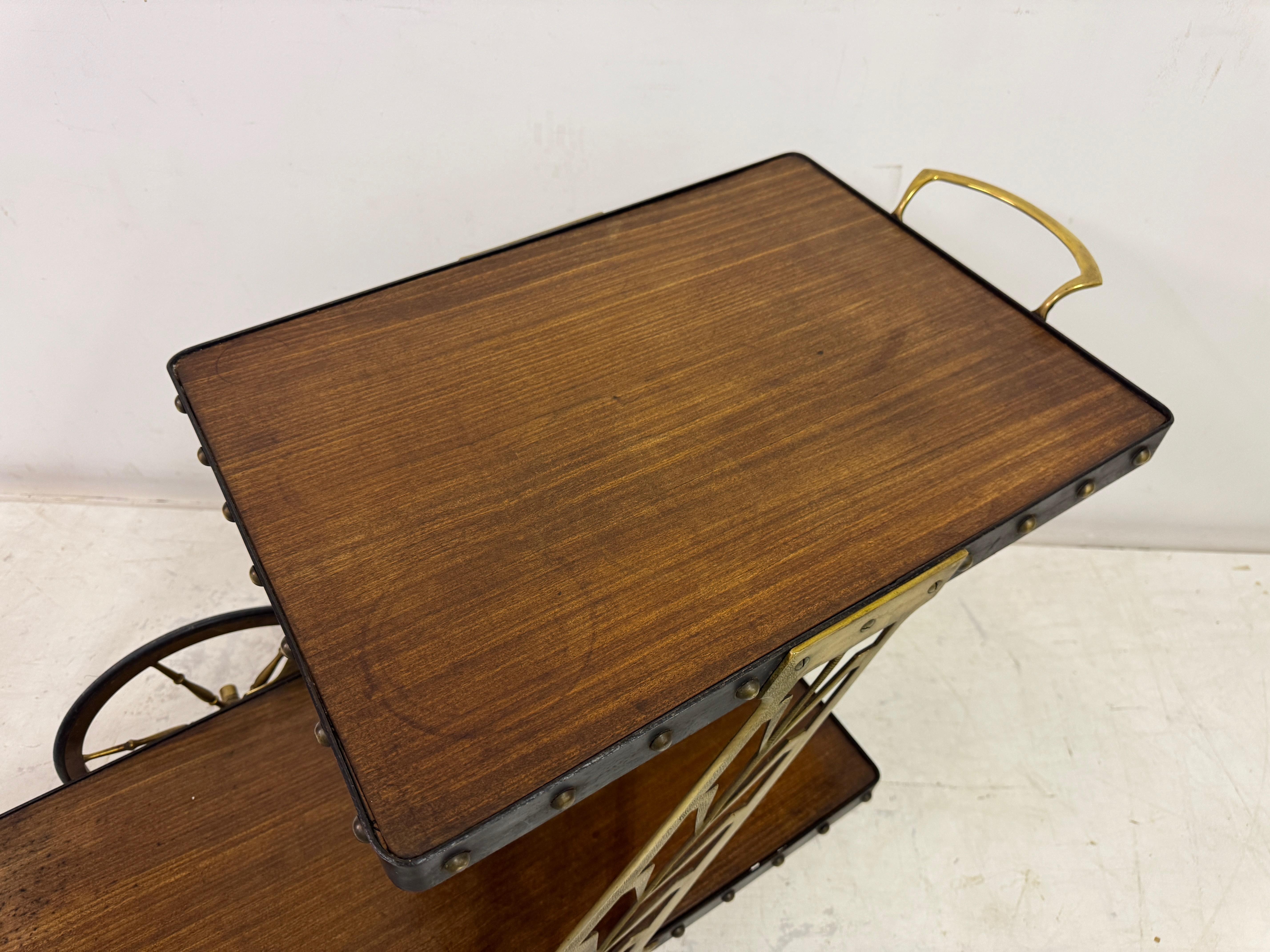 1950s Italian Bar Cart with Sculptural Detailing For Sale 4