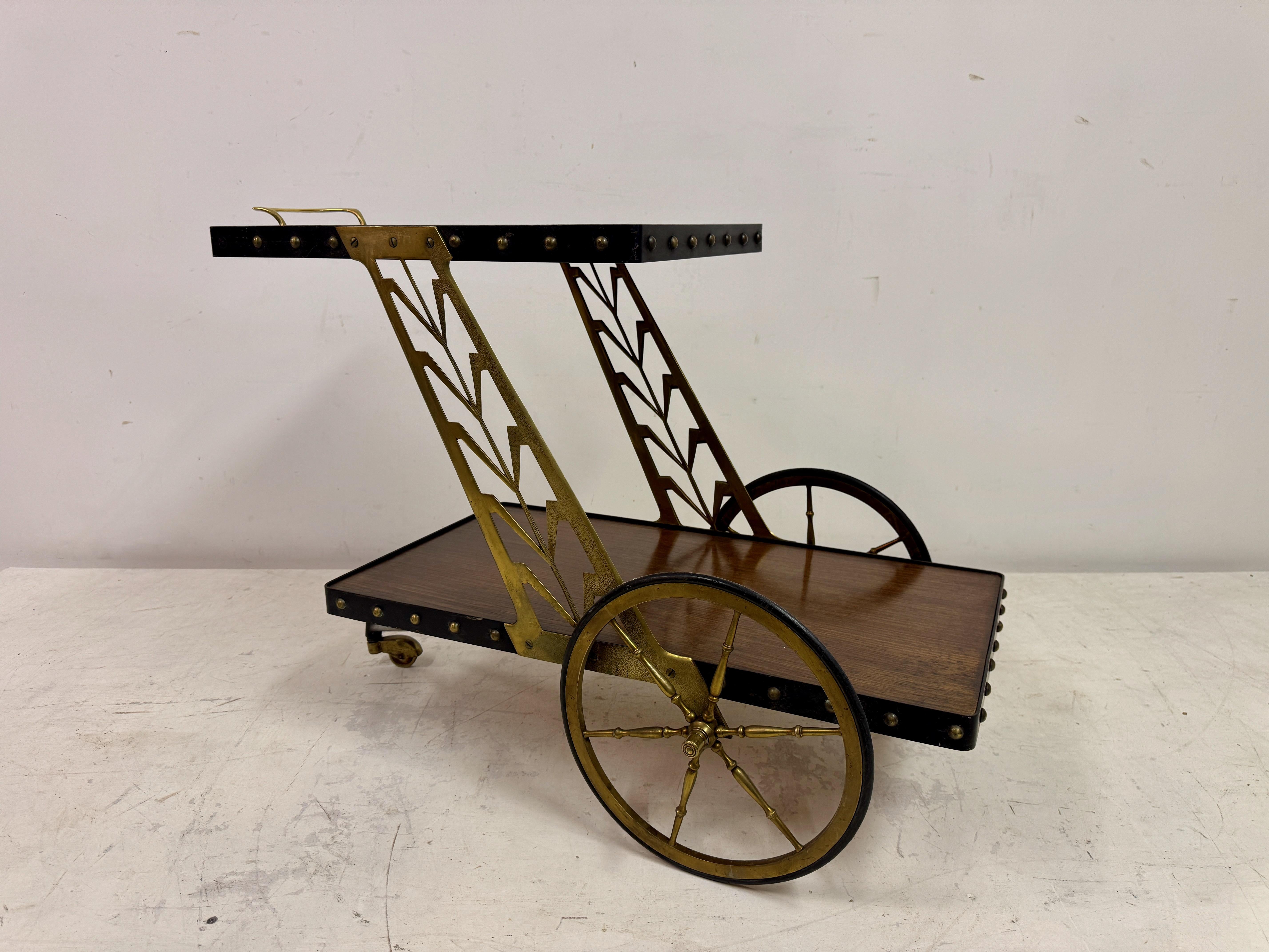 1950s Italian Bar Cart with Sculptural Detailing For Sale 6