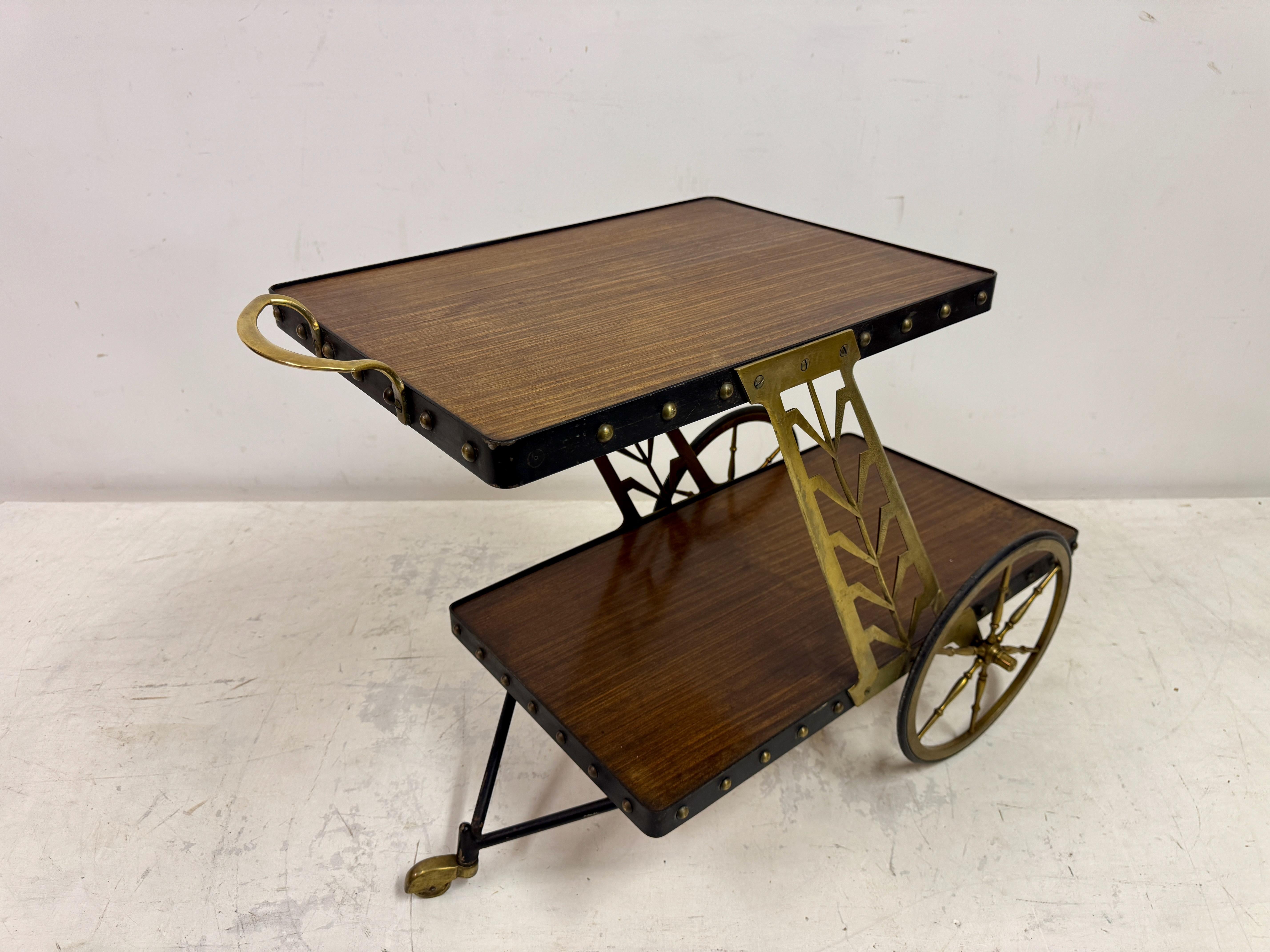 1950s Italian Bar Cart with Sculptural Detailing For Sale 13