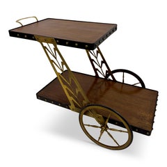 1950s Italian Bar Cart with Sculptural Detailing