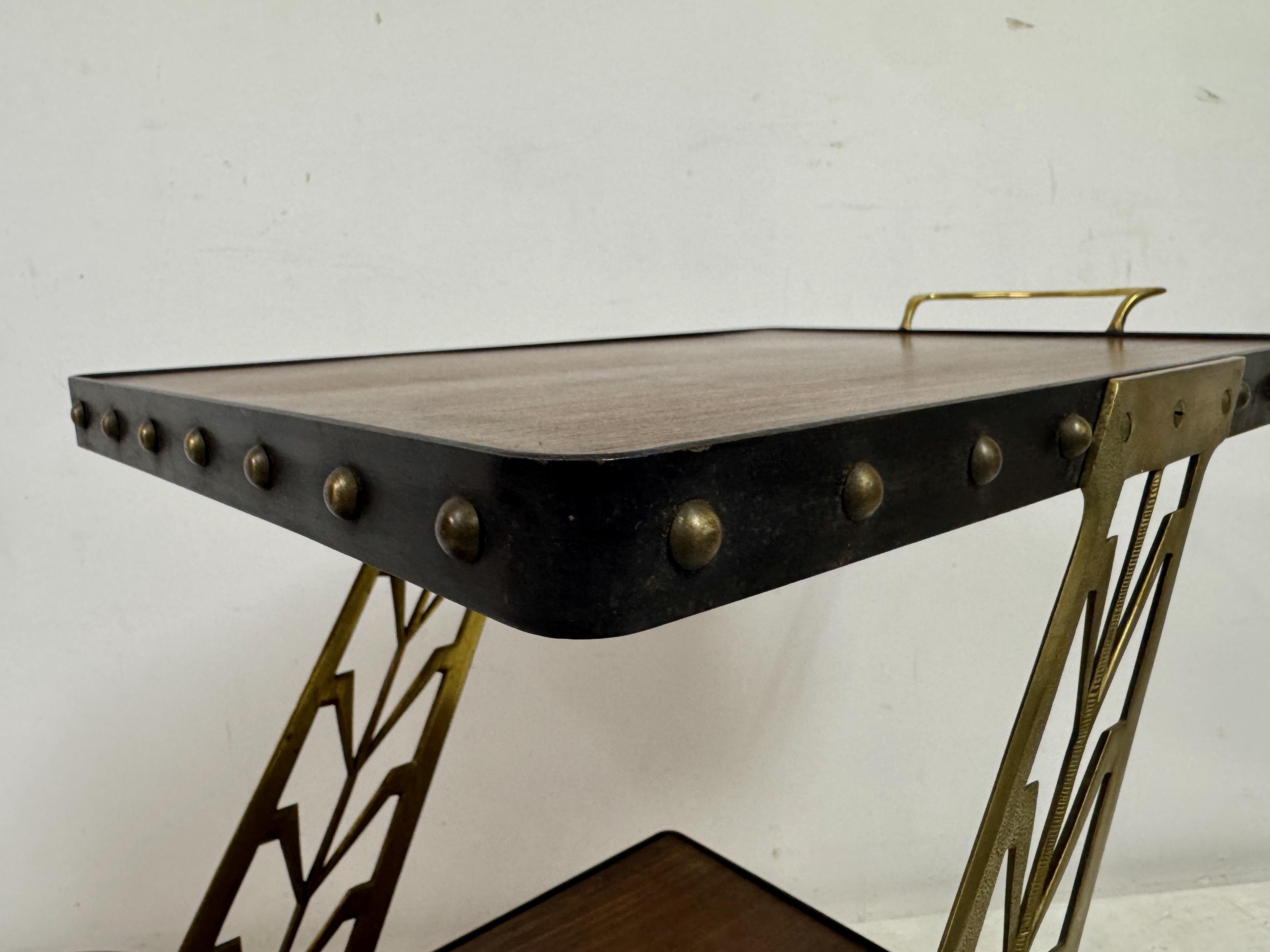 1950s Italian Bar Cart with Sculptural Detailing For Sale 2