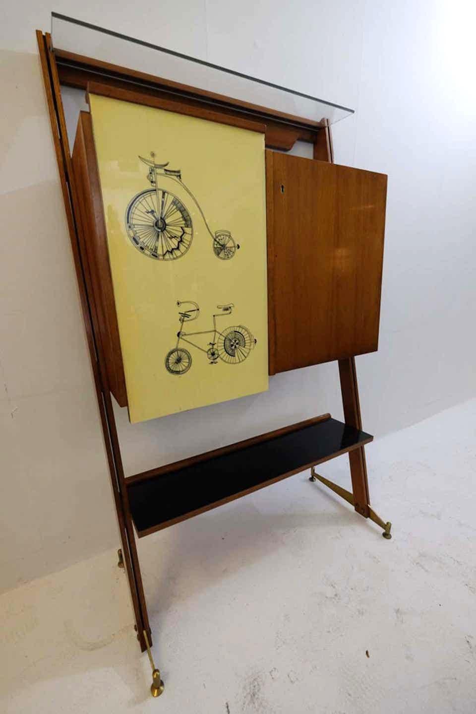 1950s Italian Bar with Original Bicycle Print For Sale 2