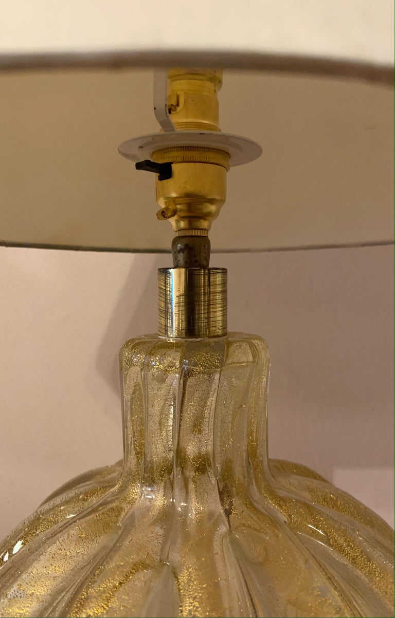 1950s Italian Barovier Gold Murano Glass Table Lamp 4
