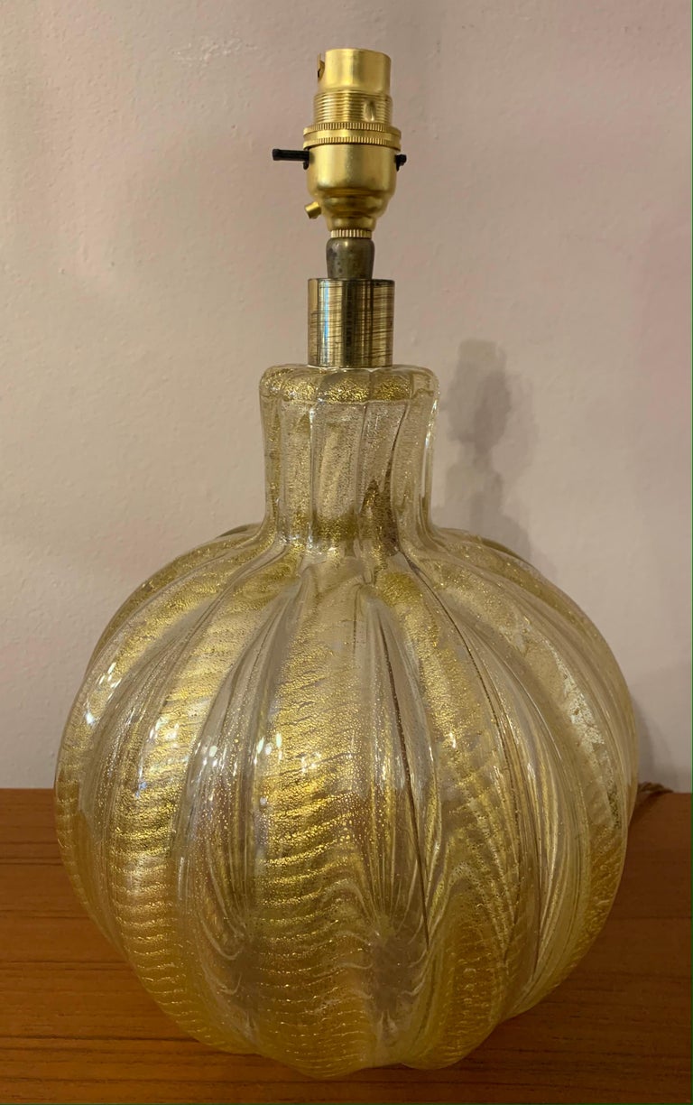 1950s Italian Barovier Gold Murano Glass Table Lamp 5