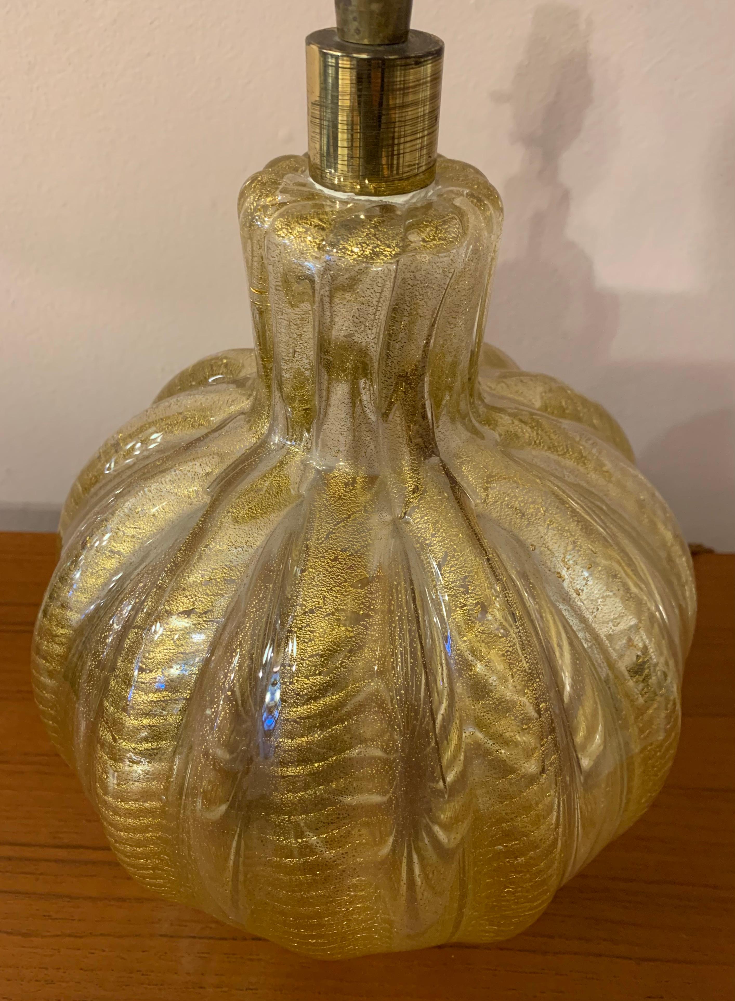 1950s Italian Barovier Gold Murano Glass Table Lamp 6