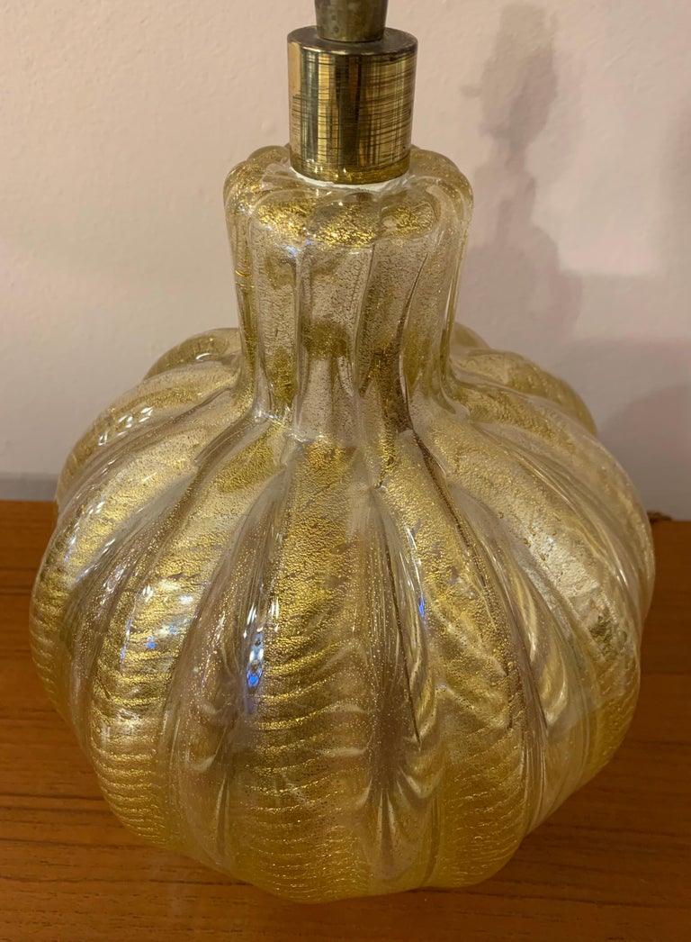 1950s Italian Barovier Gold Murano Glass Table Lamp 6