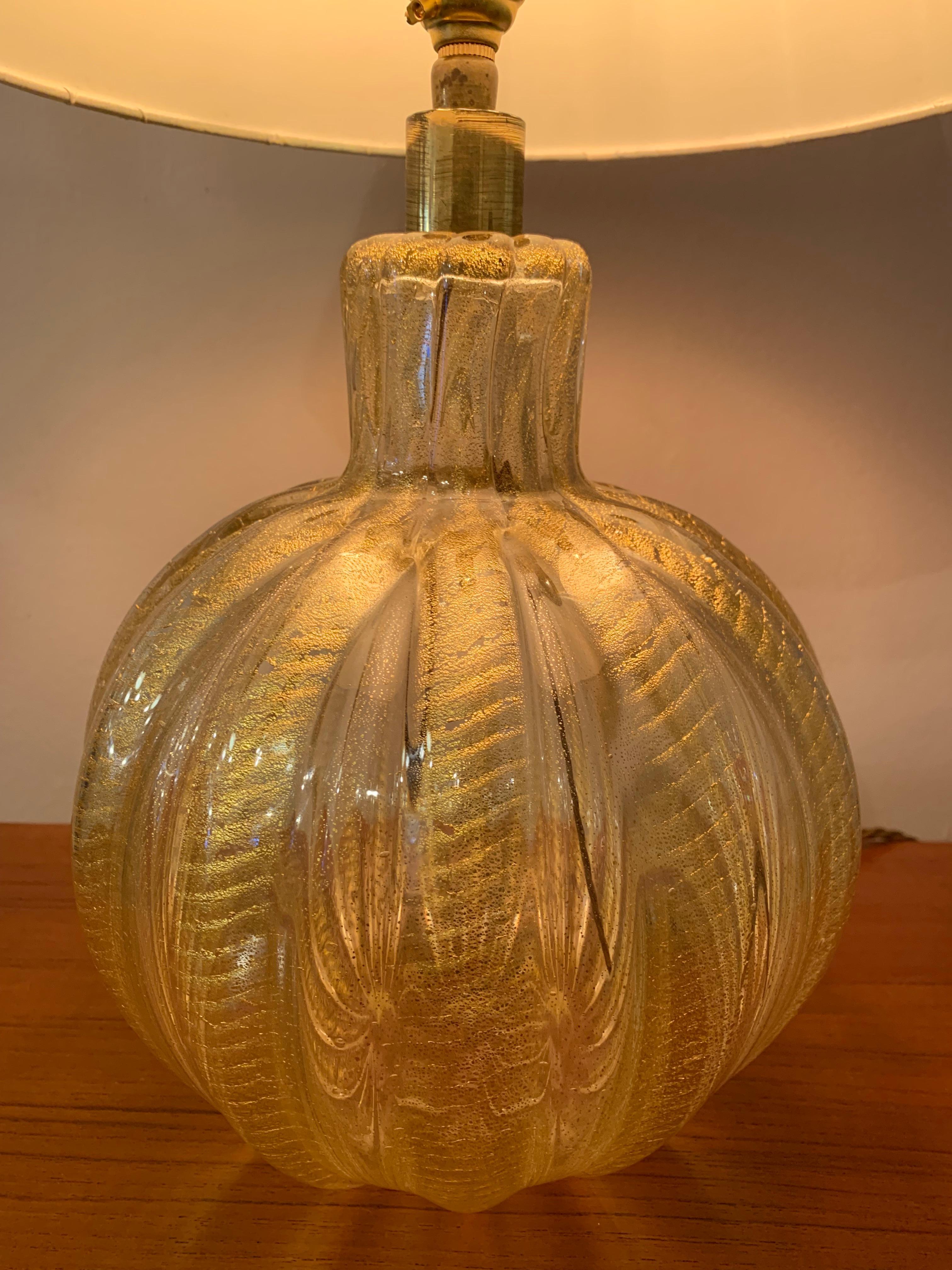 1950s Italian Barovier Gold Murano Glass Table Lamp 1