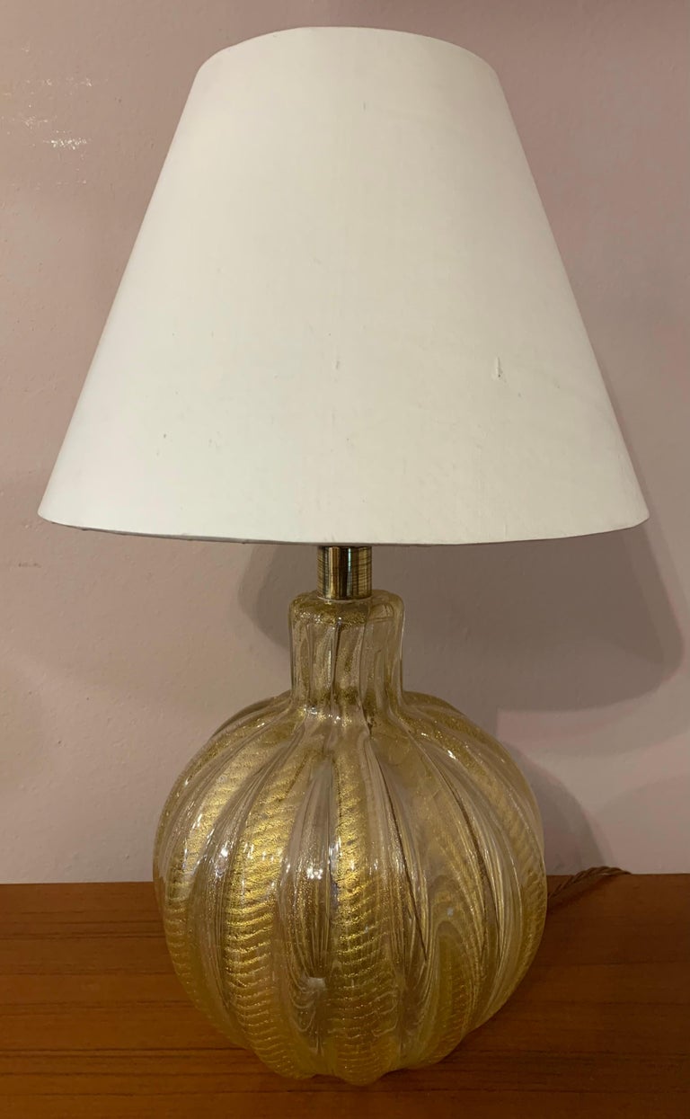 1950s Italian Barovier Gold Murano Glass Table Lamp 2